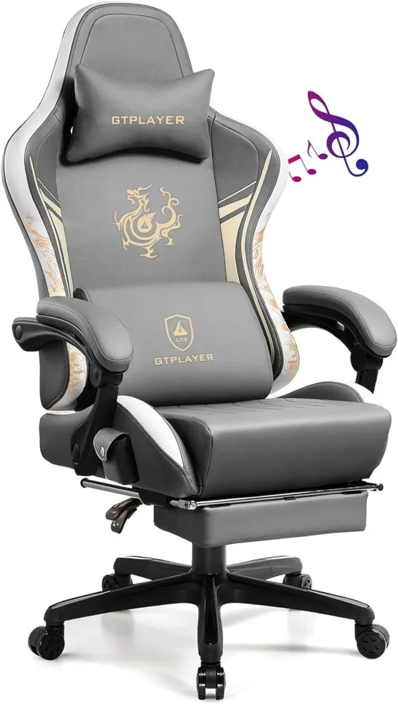 GTPLAYER Gaming Chair with Bluetooth Speakers and Footrest, Dragon Series Video Game Chair ,Heavy Duty Ergonomic Chair,Esports Gaming Chair,Computer Office Chair by GTRACING(Royal Blue) GTPLAYER Gaming Chair with Bluetooth Speakers and Footrest, Dragon Series Video Game Chair ,Heavy Duty Ergonomic Chair,Esports Gaming Chair,Computer Office Chair by GTRACING(Royal Blue)