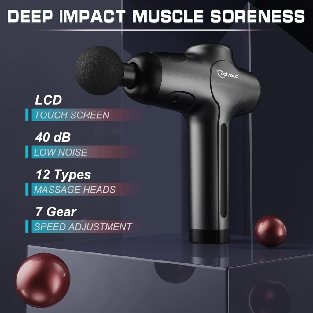 Handheld Muscle Massage Gun Deep Tissue, Percussion Back Massager Gun for Athletes,Pain Relief, Super Quiet Electric Sport Massager