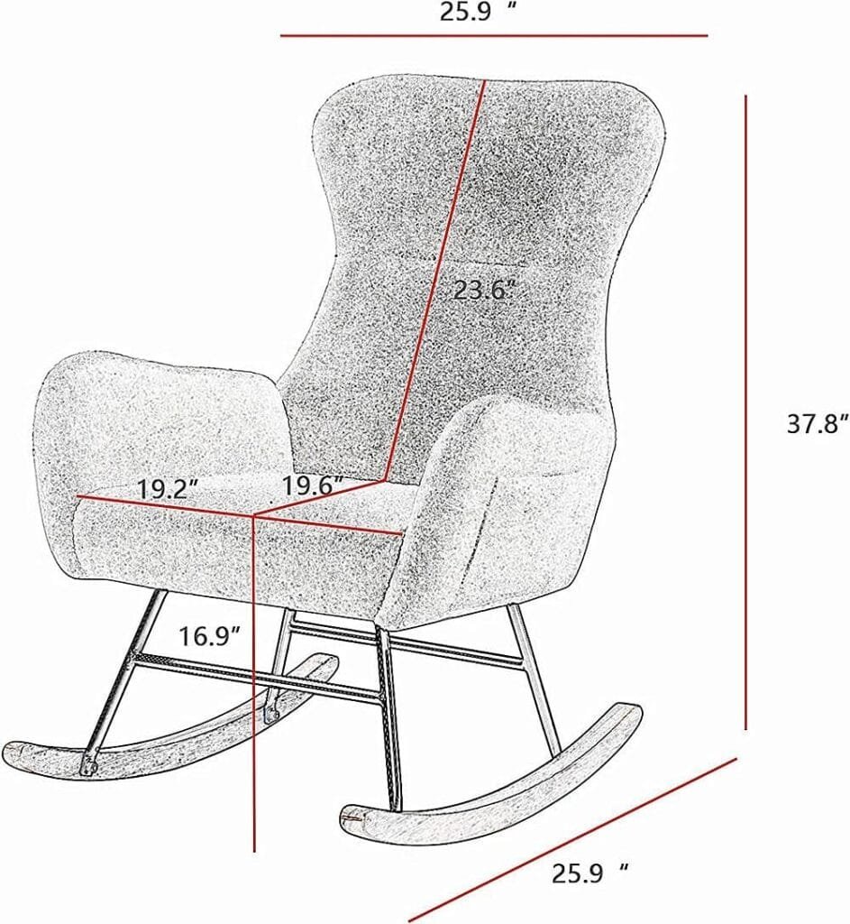 hansones Rocking Chair Nursery,Modern Accent Rocking Chair,Upholstered Nursery Glider Rocker for Baby,Rocking Chair Indoor for Living Room/Bedroom/Nursery (Grey Teddy Fabric)