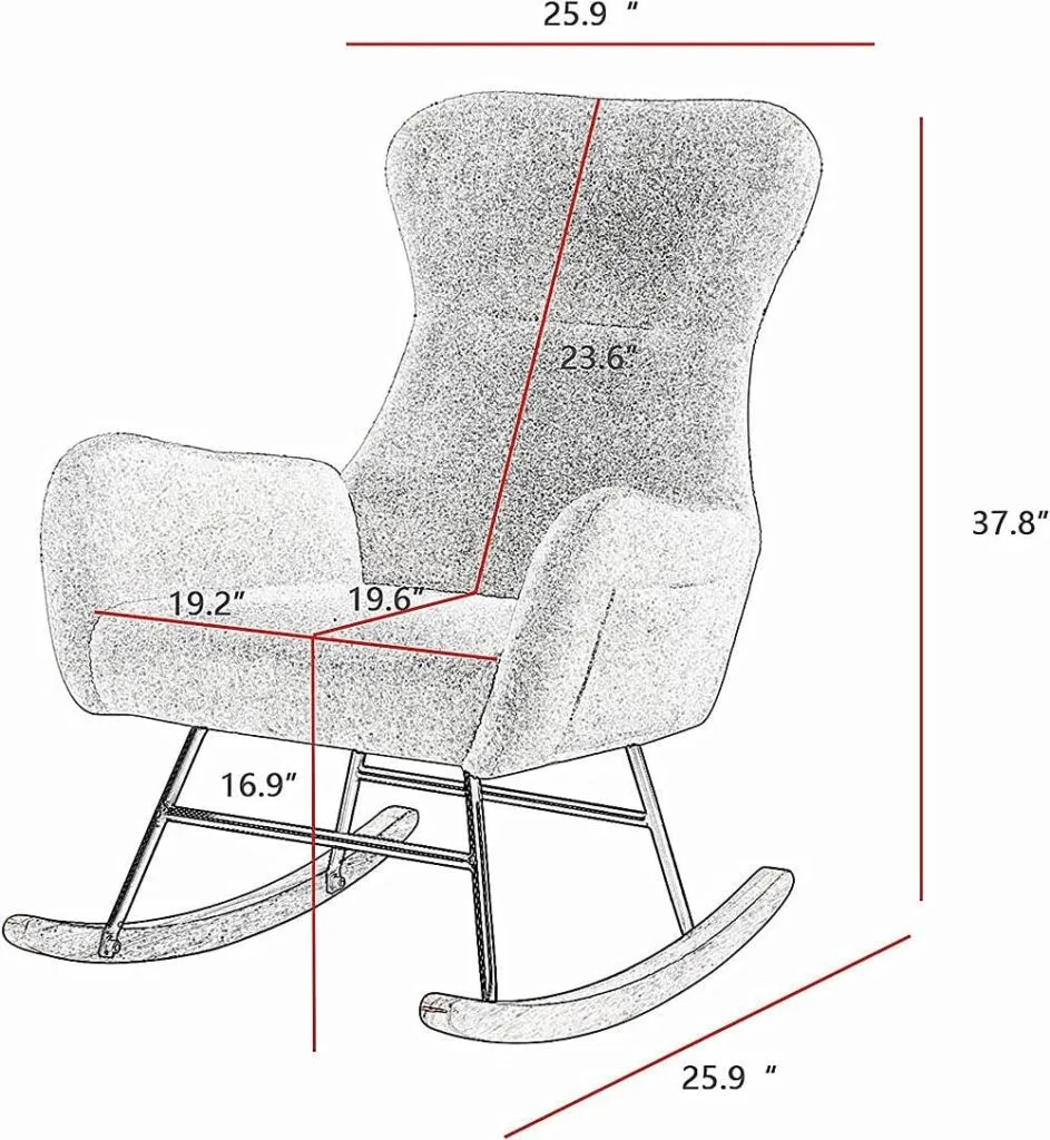 hansones Rocking Chair Nursery,Modern Accent Rocking Chair,Upholstered Nursery Glider Rocker for Baby,Rocking Chair Indoor for Living Room/Bedroom/Nursery (Grey Teddy Fabric)