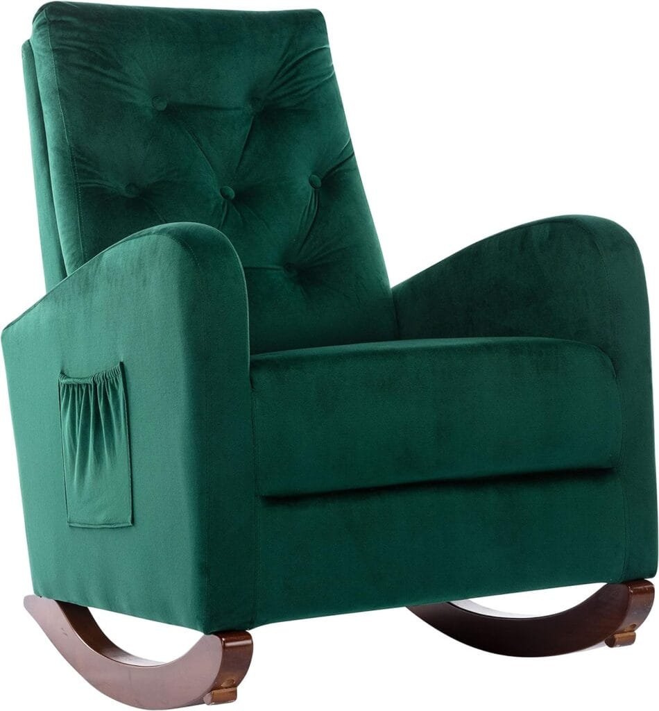Harper  Bright Designs Baby Room High Back Rocking Chair Nursery Chair, Comfortable Rocker Fabric Padded Seat,Modern High Back Armchair,Upholstered Rocking Chair