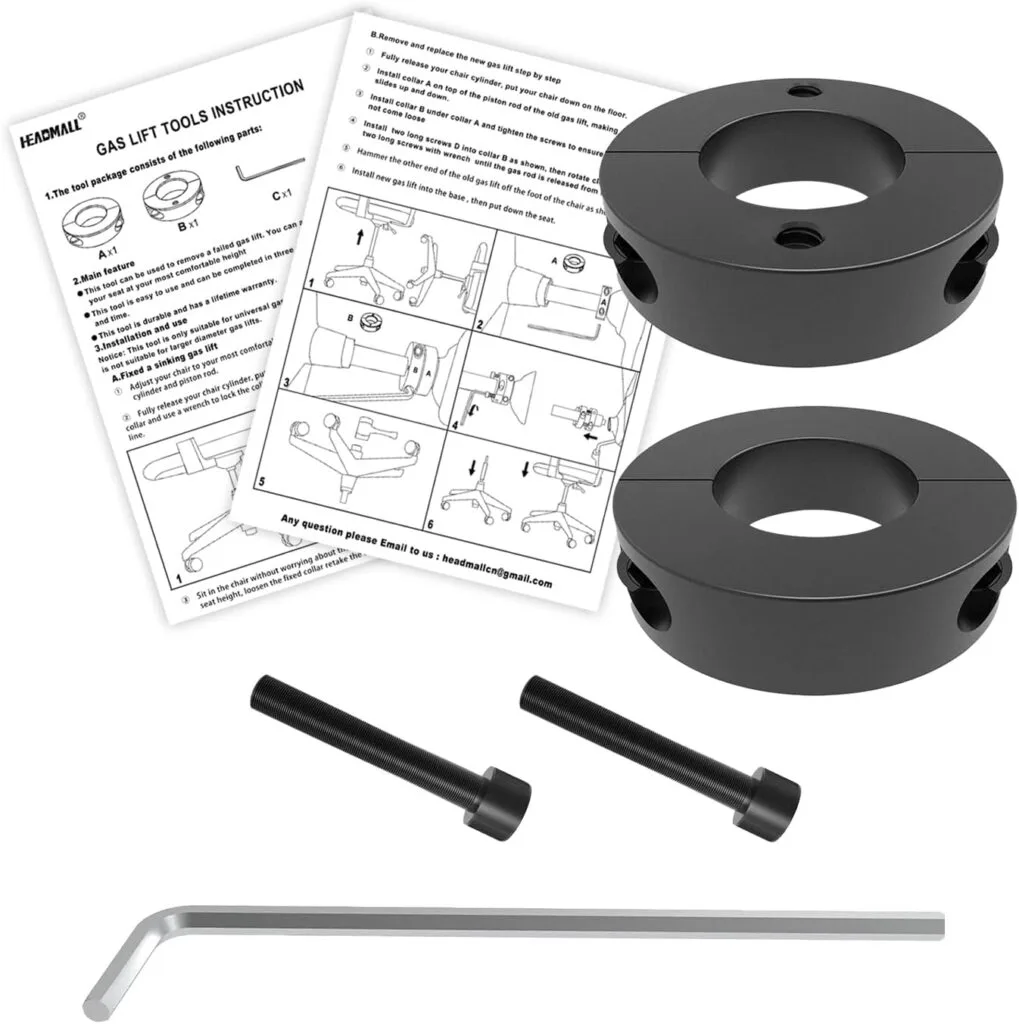 HEADMALL Fix Sinking Office Chair Clamps 2 Pcs Gas Lift Cylinder Piston Stoppers Replacement Parts for Heavy Duty Office Chairs Cylinder Removal Tool
