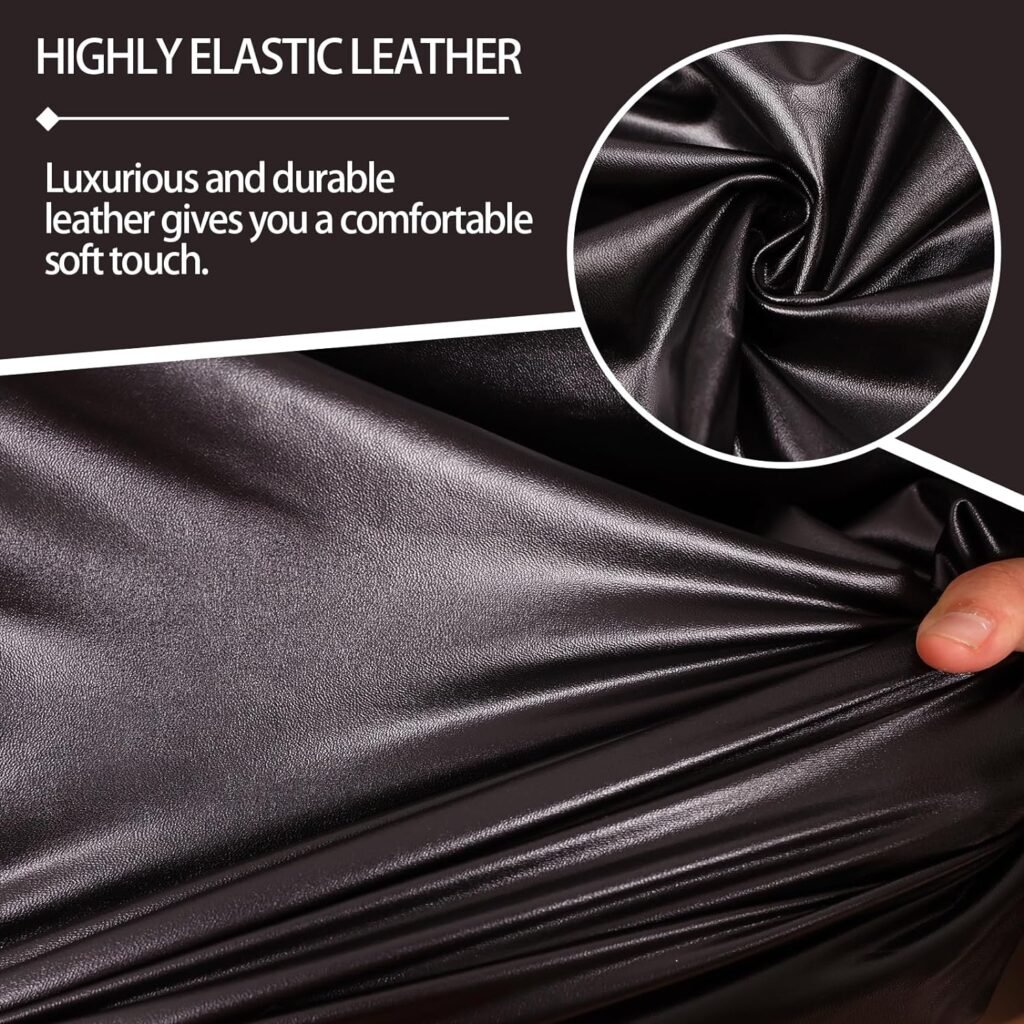 HewTLES PU Leather Recliner Cover, Elastic Waterproof Sofa Cover, 4-Piece Recliner Cover with Pockets, Easy to Clean Recliner Covers for Large Recliner，Added armrest Storage Pockets (Black)