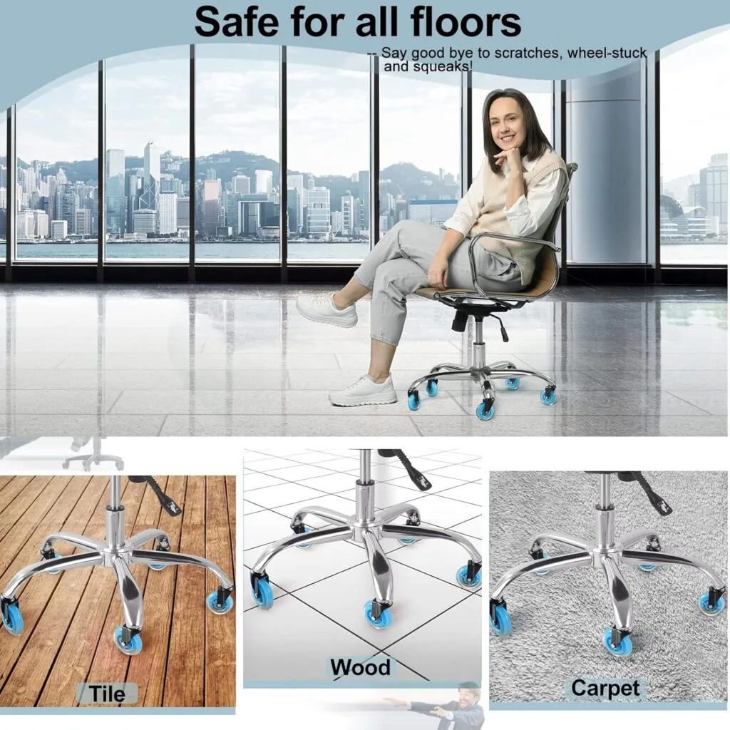 Hivexagon Office Chair Caster with RGB Color Changing Lights Set of 5 Rubber Replacement, Heavy Duty Universal Quiet Rolling Casters Fit Standard Office Chair for Hardwood Floors, Tiles and Carpet Hivexagon Office Chair Caster with RGB Color Changing Lights Set of 5 Rubber Replacement, Heavy Duty Universal Quiet Rolling Casters Fit Standard Office Chair for Hardwood Floors, Tiles and Carpet