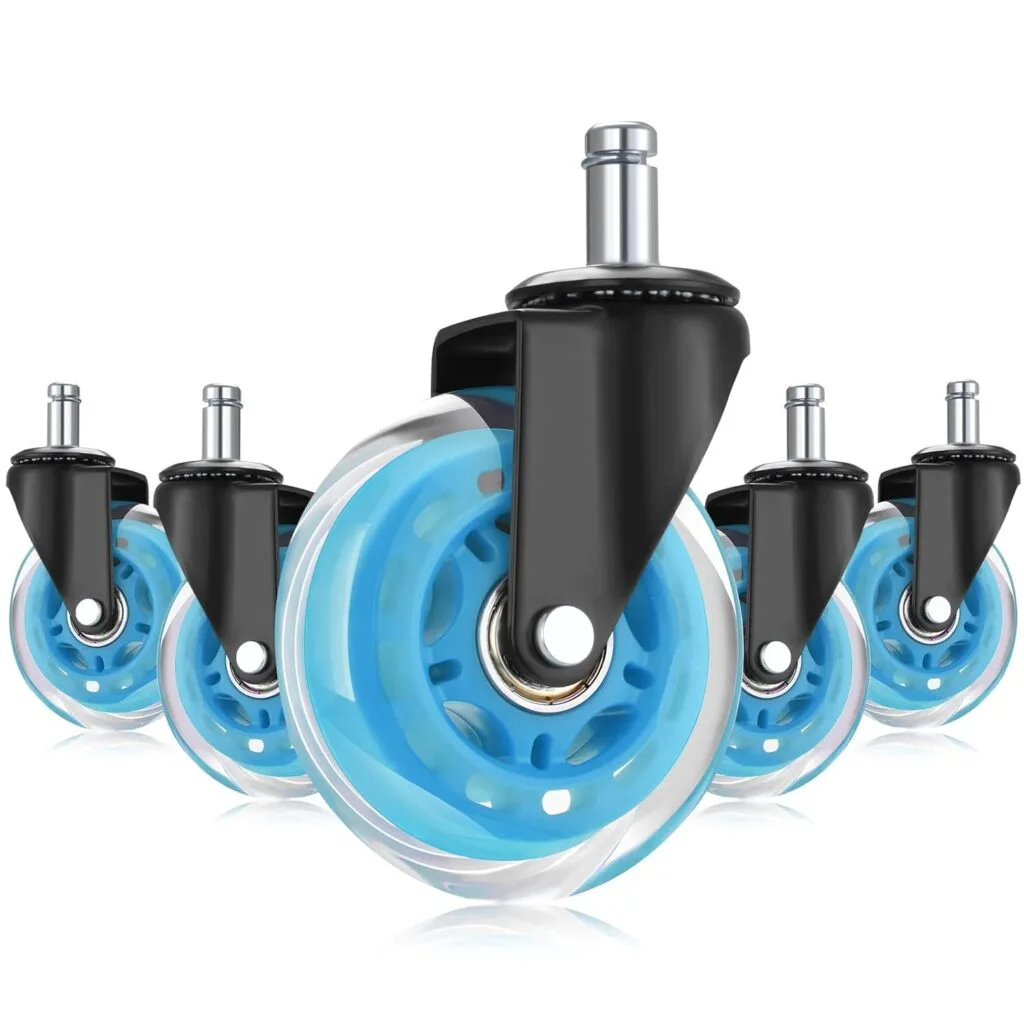Hivexagon Office Chair Caster with RGB Color Changing Lights Set of 5 Rubber Replacement, Heavy Duty Universal Quiet Rolling Casters Fit Standard Office Chair for Hardwood Floors, Tiles and Carpet Hivexagon Office Chair Caster with RGB Color Changing Lights Set of 5 Rubber Replacement, Heavy Duty Universal Quiet Rolling Casters Fit Standard Office Chair for Hardwood Floors, Tiles and Carpet