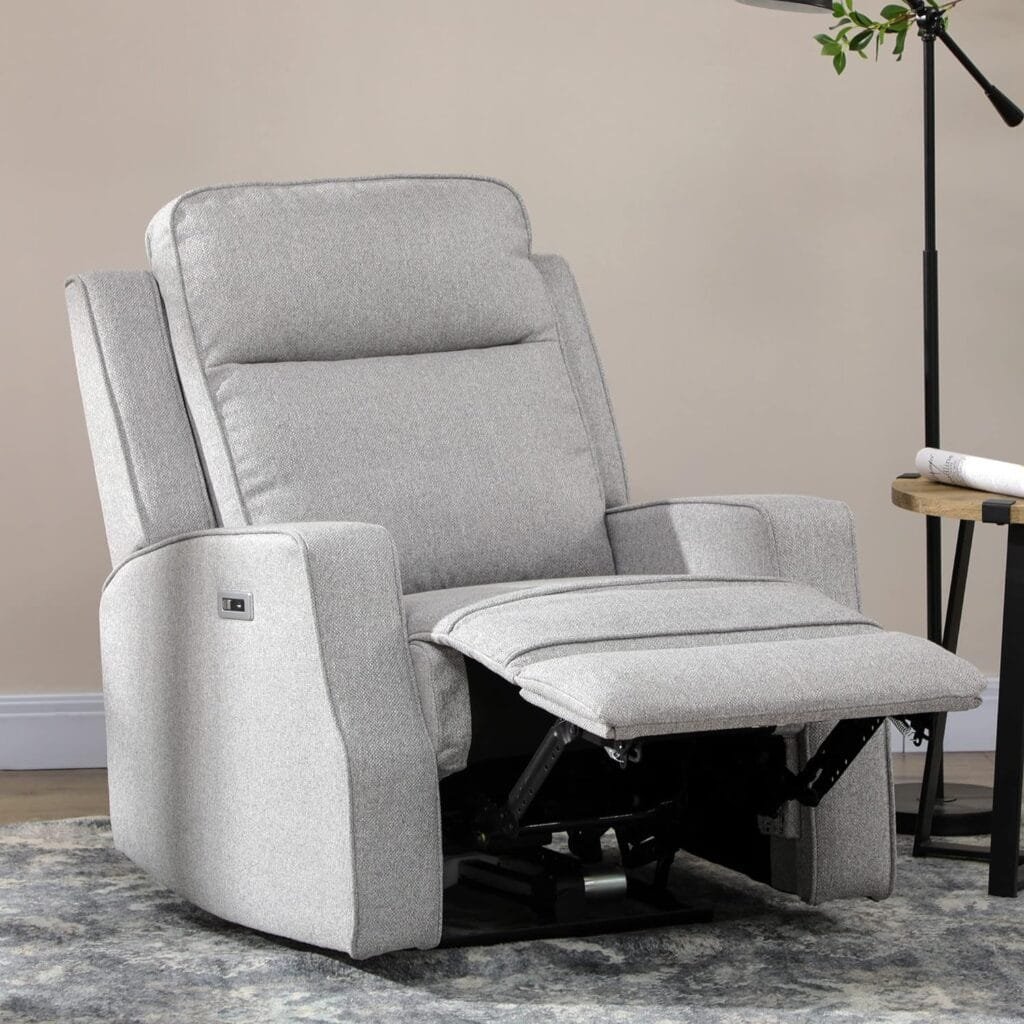 HOMCOM Electric Power Recliner, Wall Hugger Armchair with USB Charging Station, Sofa Recliner with Linen Upholstered Seat and Retractable Footrest, Gray