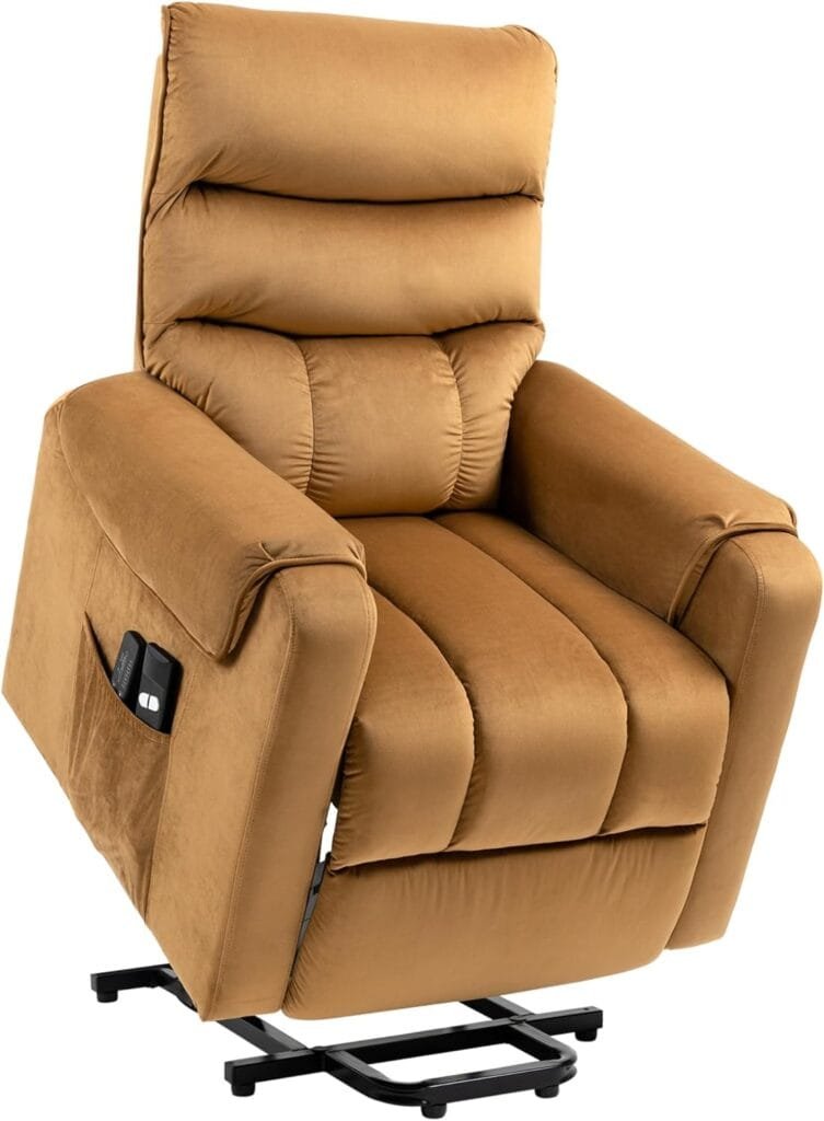 HOMCOM Power Lift Chair, Velvet Touch Upholstered Recliner Chair for Elderly with Vibration Massage, Remote Control, Side Pockets, Brown