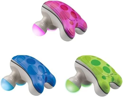 HoMedics Ribbit Mini Handheld Massager, Vibrating Electric Massager with Comfort Grip and LED Light, Batteries Included, Comes in variable colors, Green, Blue or Pink (Color May Vary)