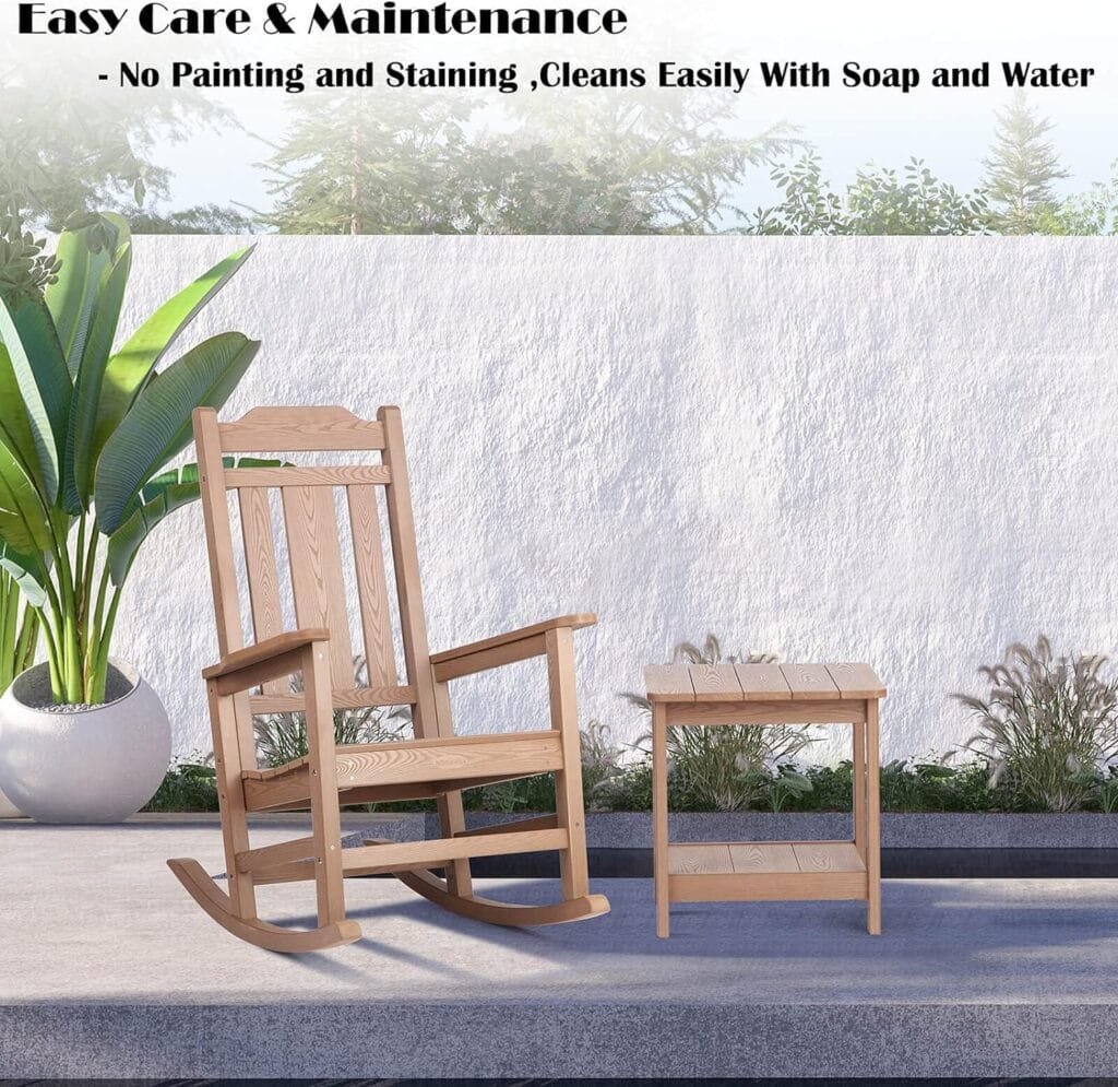 hOmeHua Patio Rocking Chair, All Weather Resistant Outdoor Indoor Fade-Resistant Patio Rocker Chair，Stable Durable Smooth Rocking, Comfortable Easy to Maintain, Load Bearing 350 lbs - Black