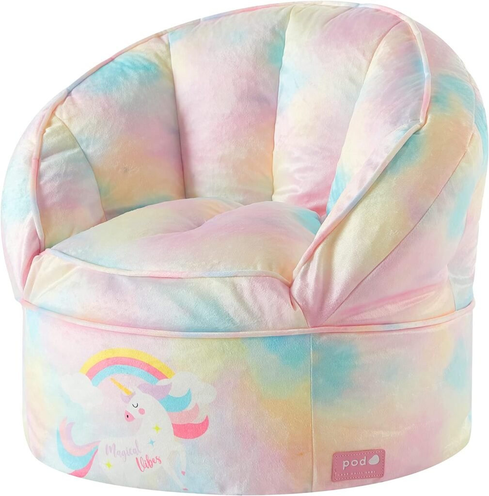 Idea Nuova Unicorn Round Bean Bag Chair for Kids, Ages 3+, Large