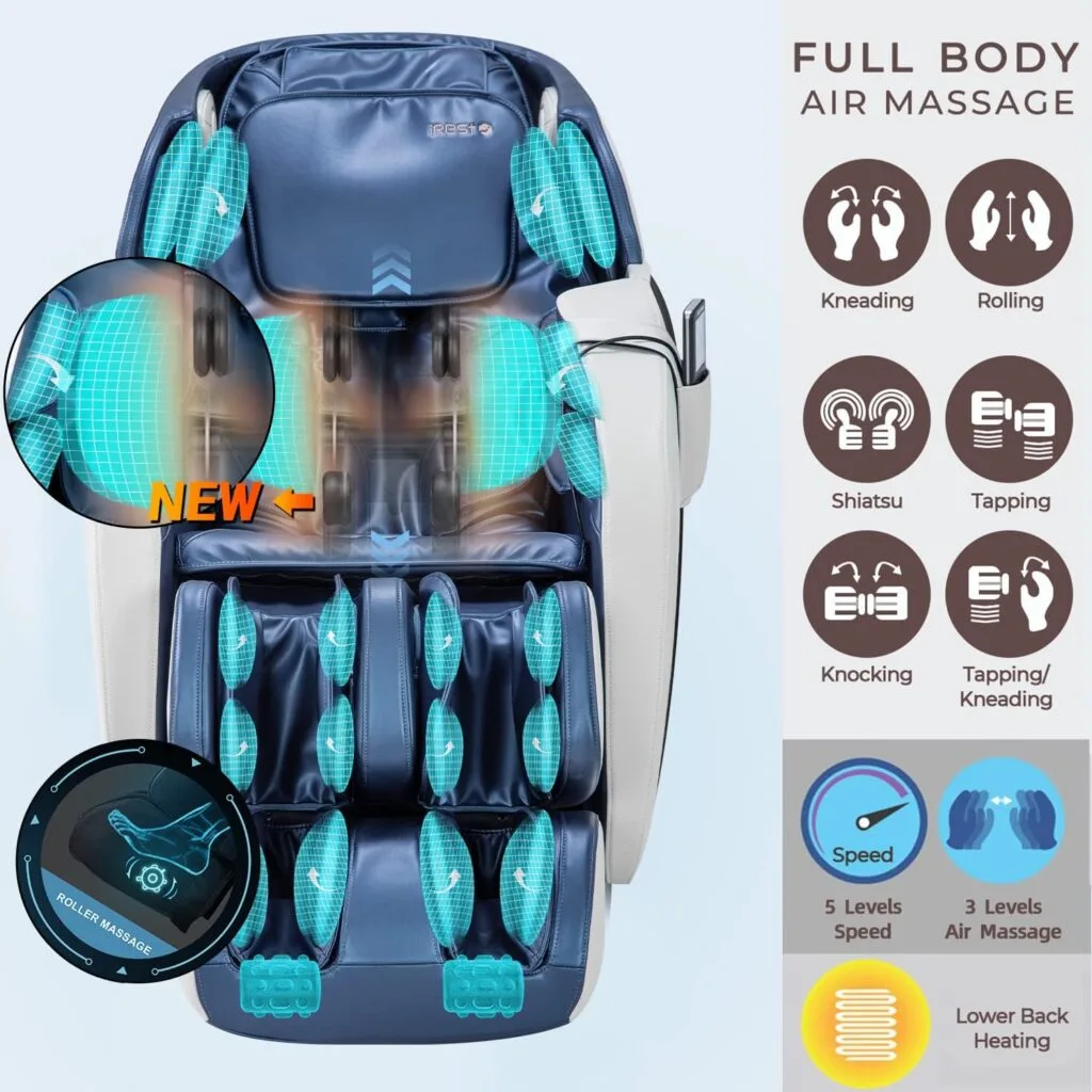 iRest SL Track Massage Chair Recliner, Full Body Massage Chair with Zero Gravity, Airbags, Heating, and Foot Massage (Blue White) iRest SL Track Massage Chair Recliner, Full Body Massage Chair with Zero Gravity, Airbags, Heating, and Foot Massage (Blue White)