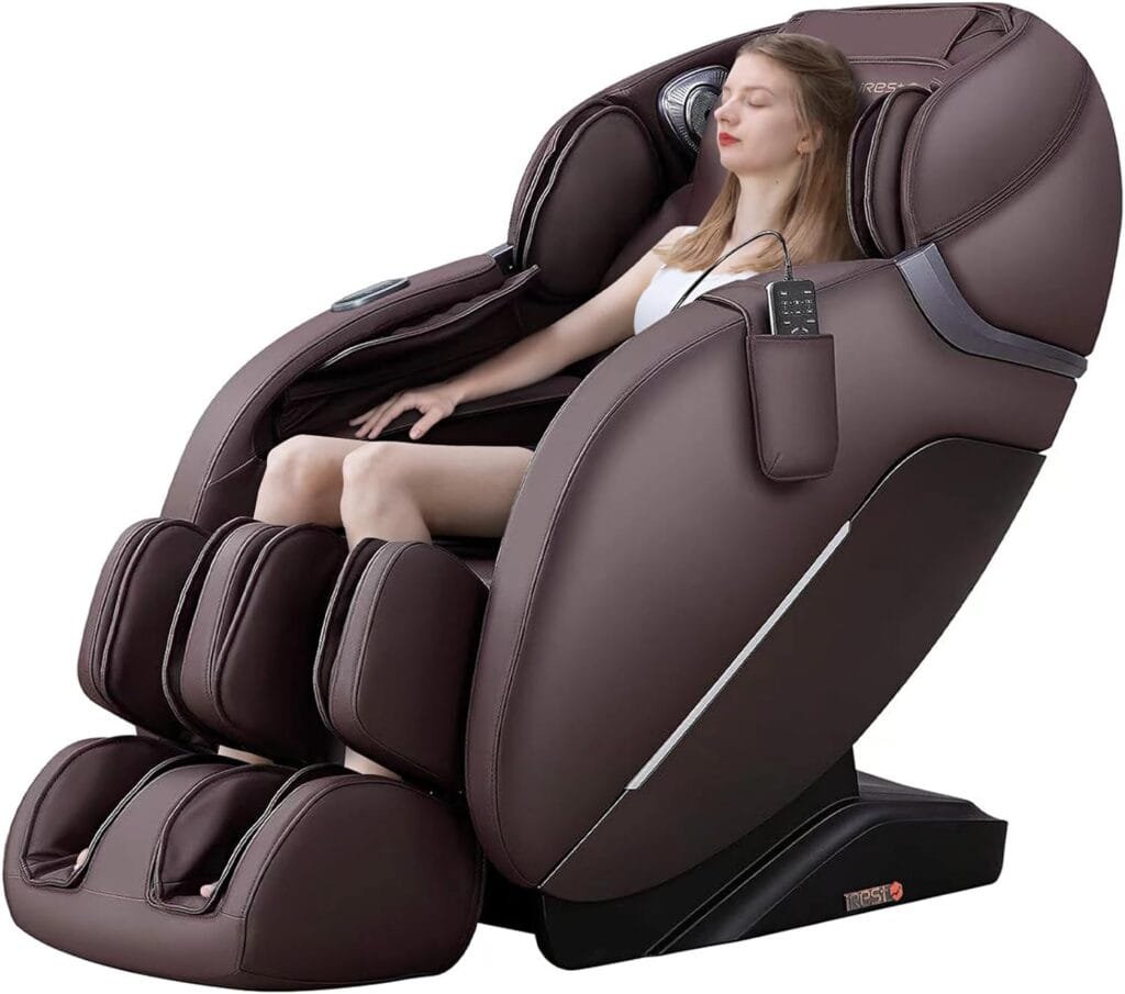 iRest SL Track Massage Chair Recliner, Full Body Massage Chair with Zero Gravity, Airbags, Heating, and Foot Massage (Brown)