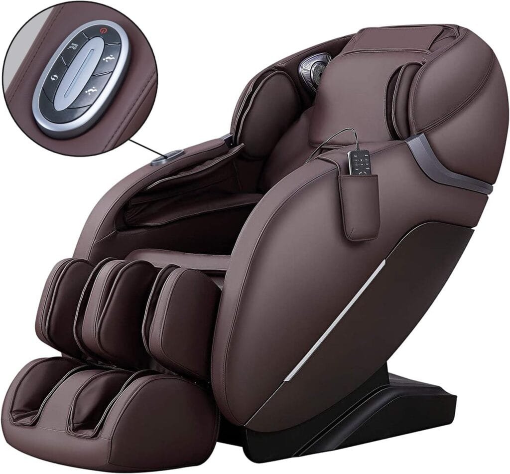 iRest SL Track Massage Chair Recliner, Full Body Massage Chair with Zero Gravity, Airbags, Heating, and Foot Massage (Brown)