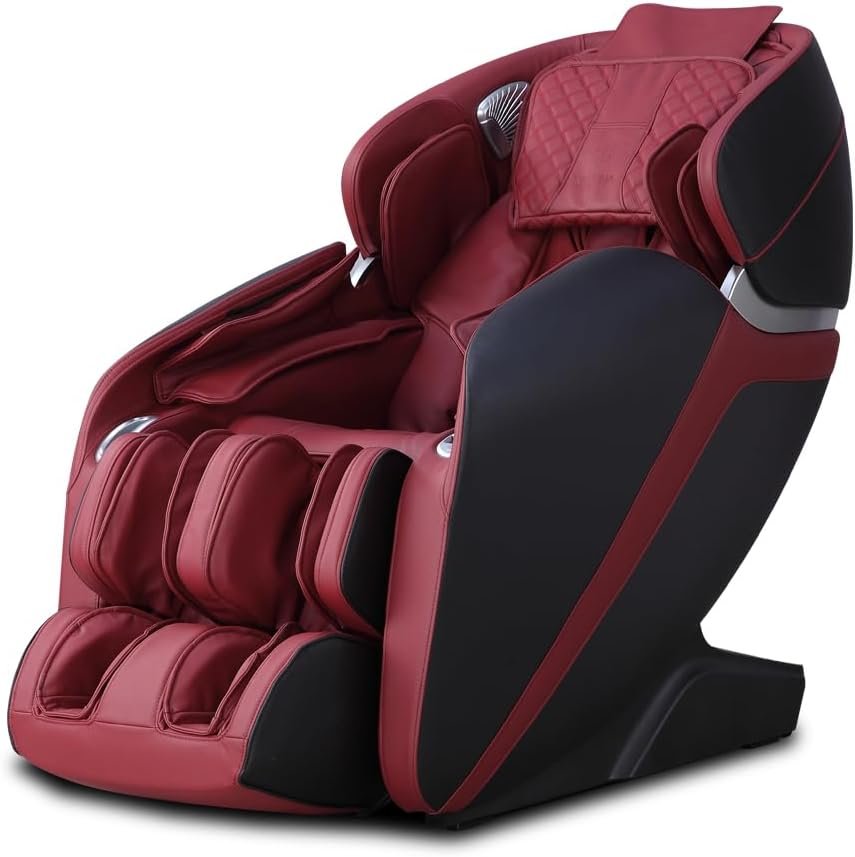 Kahuna Chair LM-7000 Red – Fully Assembled Full-Body 12 auto Programs with Manual Target spot Control Voice Commands, Space-Saving Massage Chair with airbag Massage with Zero-Gravity