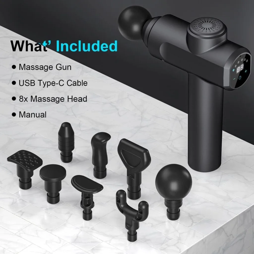 Kelices Massage Gun Deep Tissue Percussion Handheld Body Back Muscle Massager with 8 Massage Heads and LCD Touch Screen for Athletes Kelices Massage Gun Deep Tissue Percussion Handheld Body Back Muscle Massager with 8 Massage Heads and LCD Touch Screen for Athletes