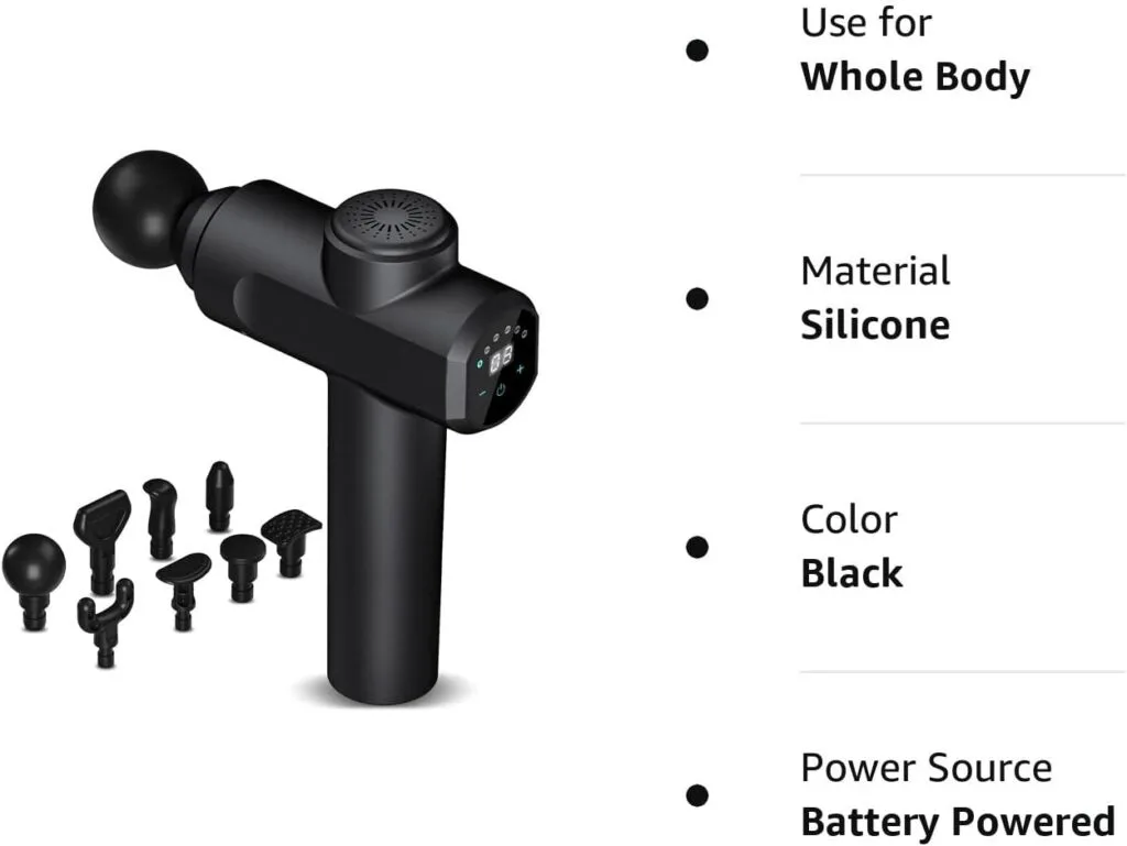 Kelices Massage Gun Deep Tissue Percussion Handheld Body Back Muscle Massager with 8 Massage Heads and LCD Touch Screen for Athletes Kelices Massage Gun Deep Tissue Percussion Handheld Body Back Muscle Massager with 8 Massage Heads and LCD Touch Screen for Athletes