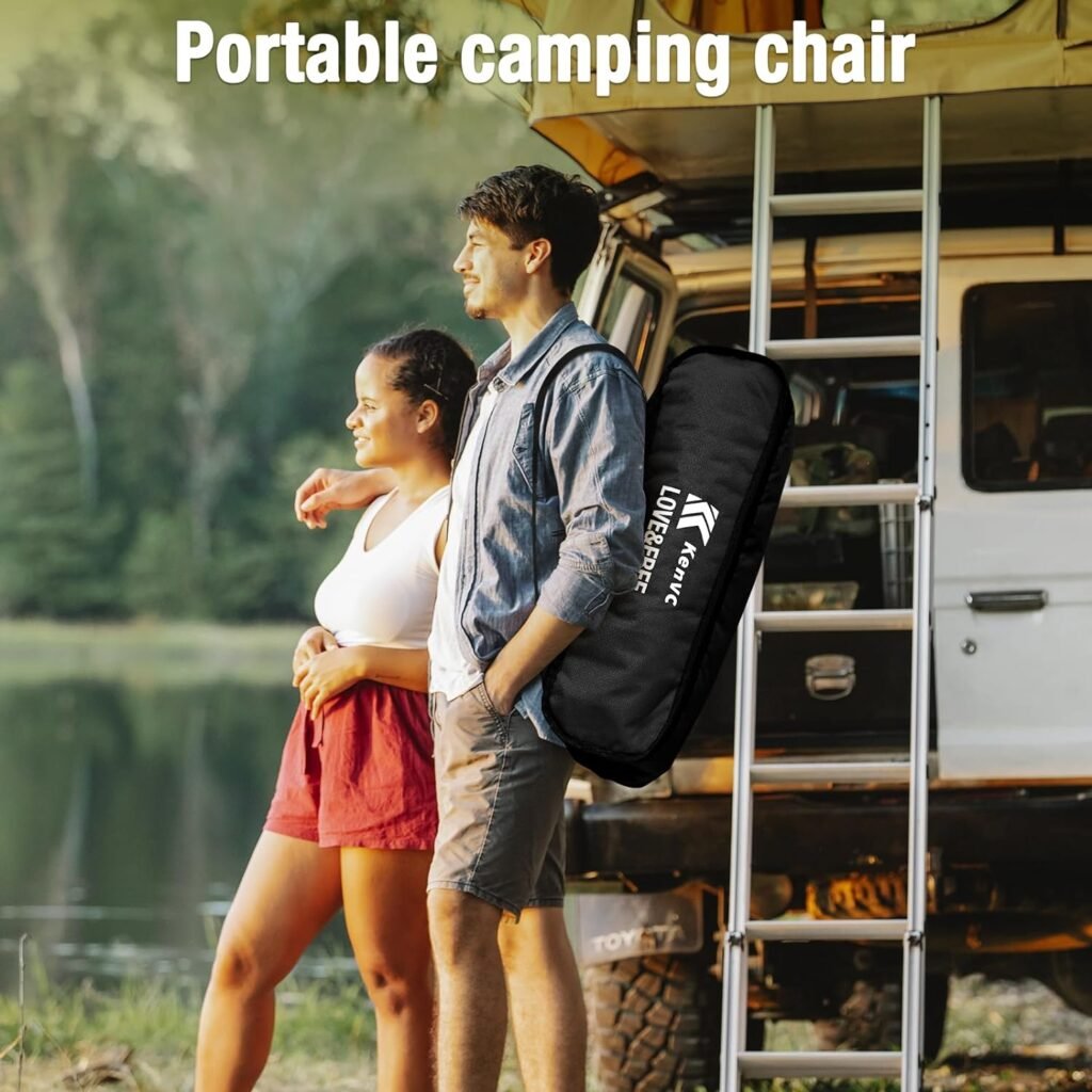 Kenvc Camping Chairs,Hammock Chair For Outdoor,Portable Folding Chair,Foldable Rocker Camping Chair,Swinging Rocking Chair For Quick Installation,Black Rocker Camping Chair For Outdoor, Camping, Patio