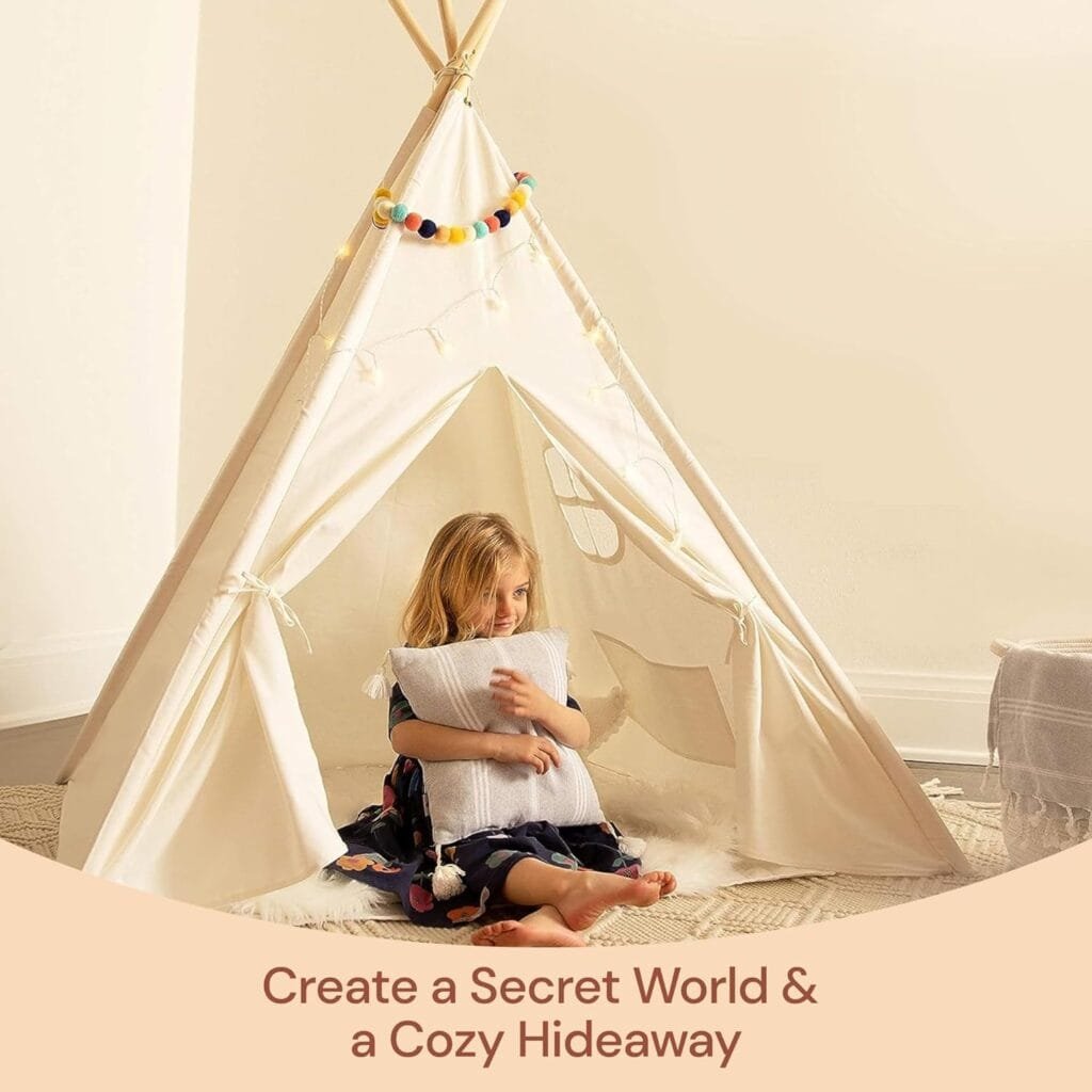 Kids Teepee Tent for Kids - with Light String | Teepee Tent for Kids | Kids Play Tent | Kids Teepee Play Tent | Toddler Teepee Tent for Girls  Boys