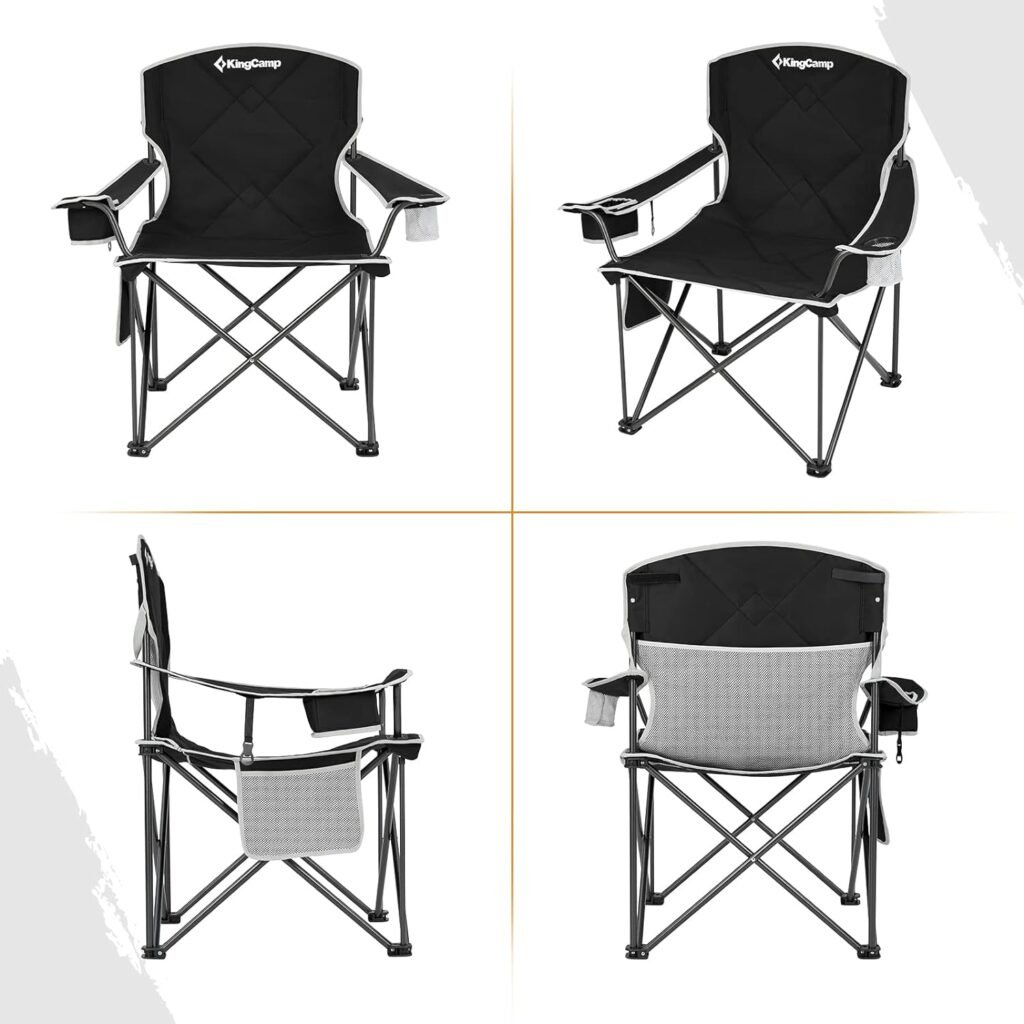 KingCamp Oversized Folding Camping Chairs for Adults, Padded Heavy Duty Portable Chairs for for Outside, Camp, Sports, Beach, Outdoor, Lawn