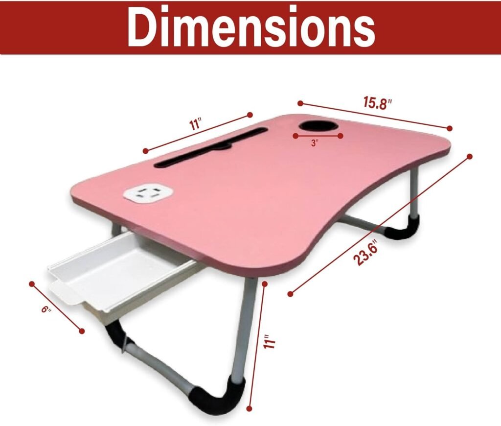 Laptop Table Bed Desk Tray Upgraded with USB Ports, Pad  Cup Holder, Drawer - for Bed/Sofa/Couch/Floor/Work/Study/Reading/Writing/Drawing/Homework - Foldable  Portable Breakfast Table Lap Desk