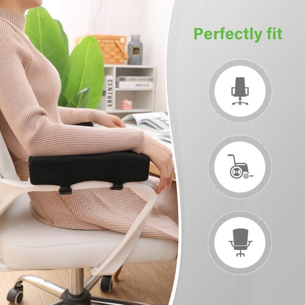 LargeLeaf Chair Armrest Cooling Gel Cushions Elbow Pillow Pressure Relief Office Chair Gaming Chair armrest with Memory Foam armrest Pads 2-Piece Set of Chair