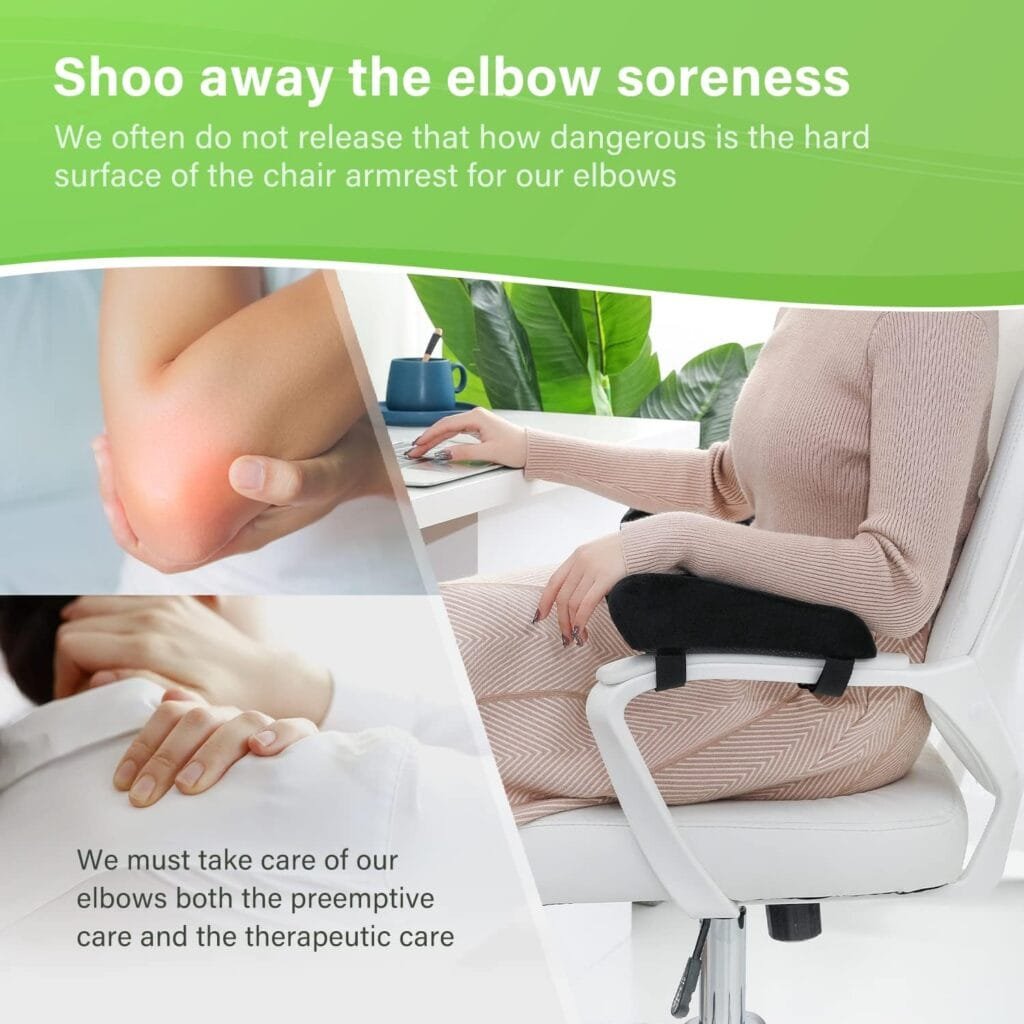 LargeLeaf Chair Armrest Cooling Gel Cushions Elbow Pillow Pressure Relief Office Chair Gaming Chair armrest with Memory Foam armrest Pads 2-Piece Set of Chair