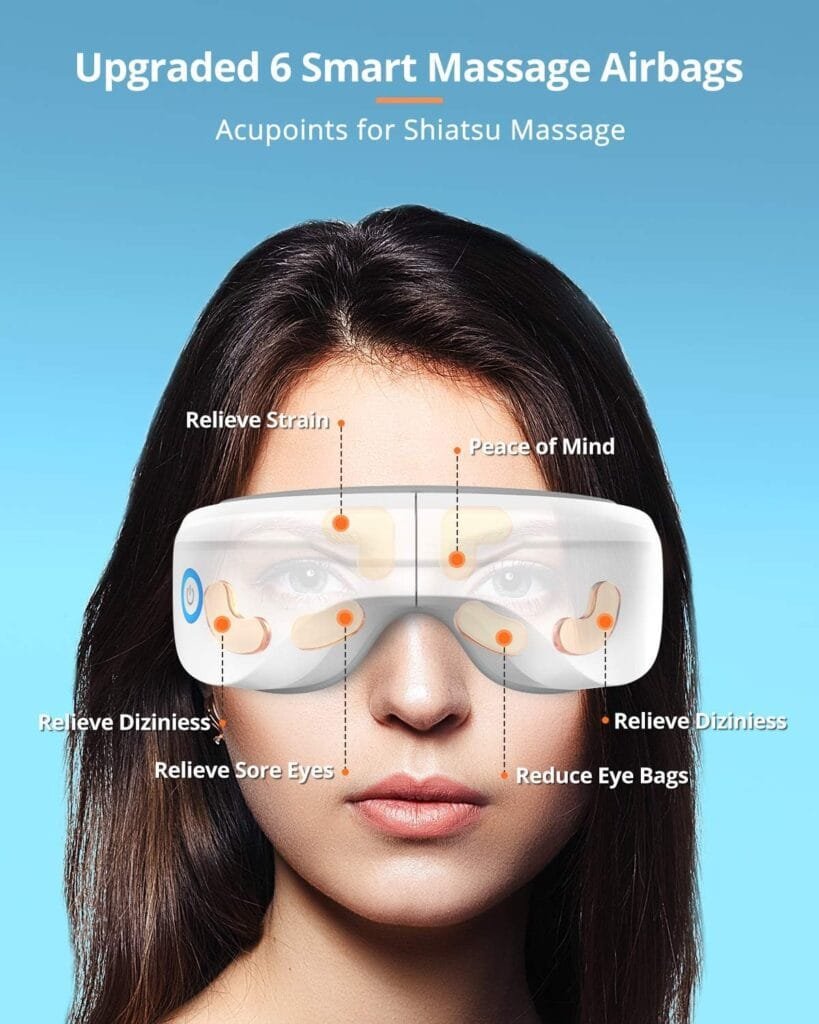 latumab Eye Massager with Heat, Eye Therapy Massager with Compression, Vibration, Bluetooth Music, Relieve Eye Strain Dark Circles Eye Bags Dry Eyes Improve Sleep, Ideal Gifts for Women/Men, Black