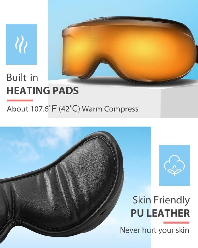 latumab Eye Massager with Heat, Eye Therapy Massager with Compression, Vibration, Bluetooth Music, Relieve Eye Strain Dark Circles Eye Bags Dry Eyes Improve Sleep, Ideal Gifts for Women/Men, Black