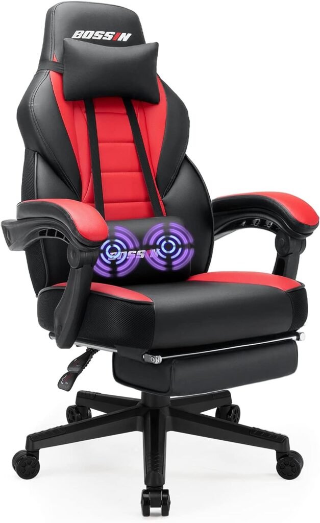 LEMBERI Video Game Chairs with footrest,Gamer Chair for Adults,Big and Tall Gaming Chair 400lb Capacity,Racing Style Computer Gaming Chair with Headrest and Lumbar Support