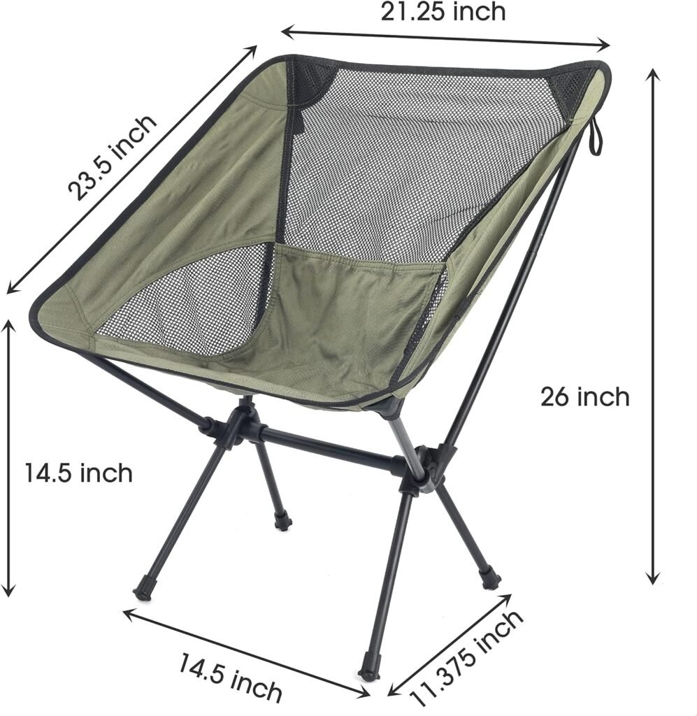 Lightweight Portable Folding Camping Chair Compact Beach Camp Chairs for Adults Foldable Backpacking Chair Outdoor Chair for Camping Hiking Lawn Picnic Outside Travel (Grey)