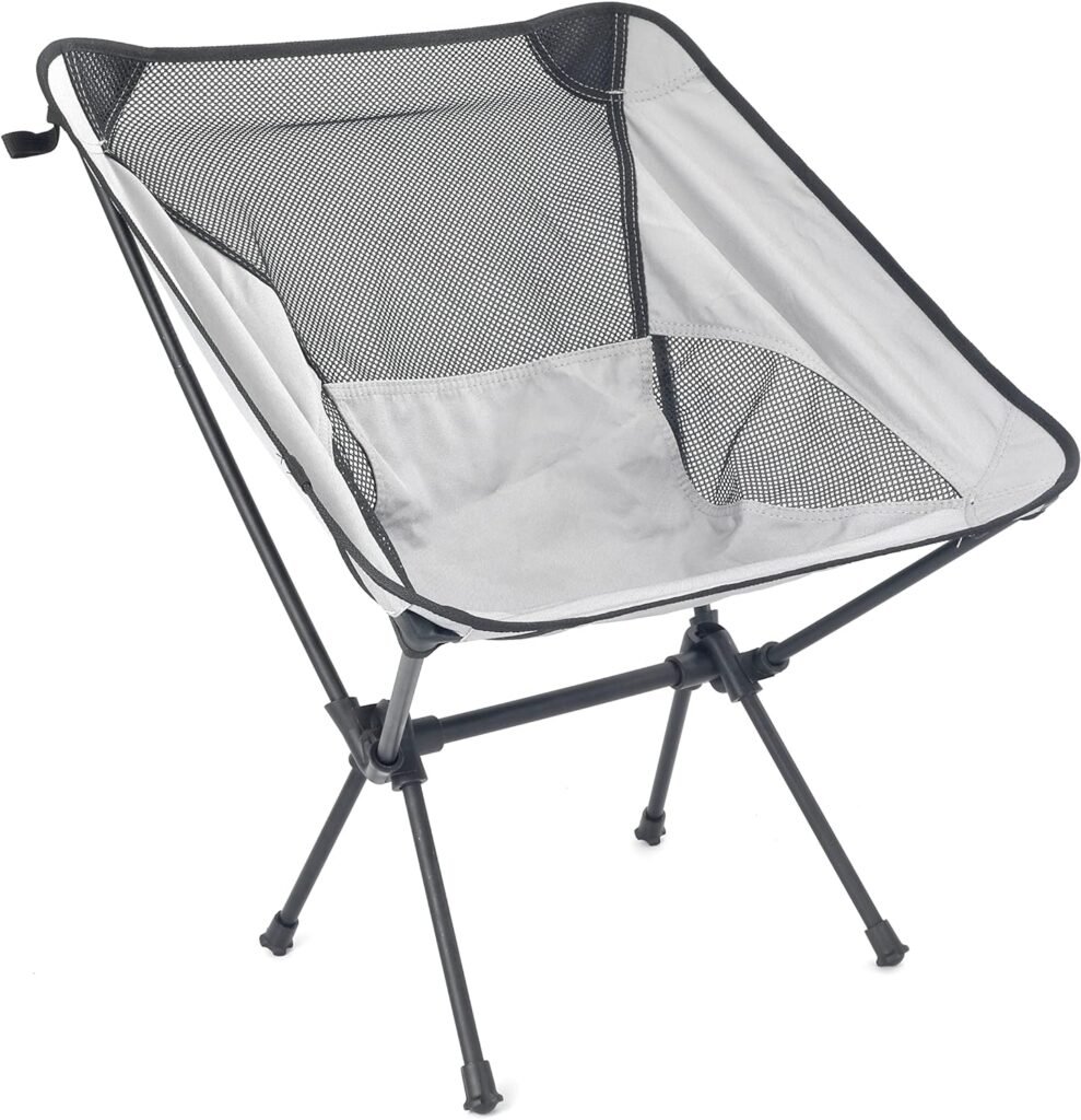 Lightweight Portable Folding Camping Chair Compact Beach Camp Chairs for Adults Foldable Backpacking Chair Outdoor Chair for Camping Hiking Lawn Picnic Outside Travel (Grey)