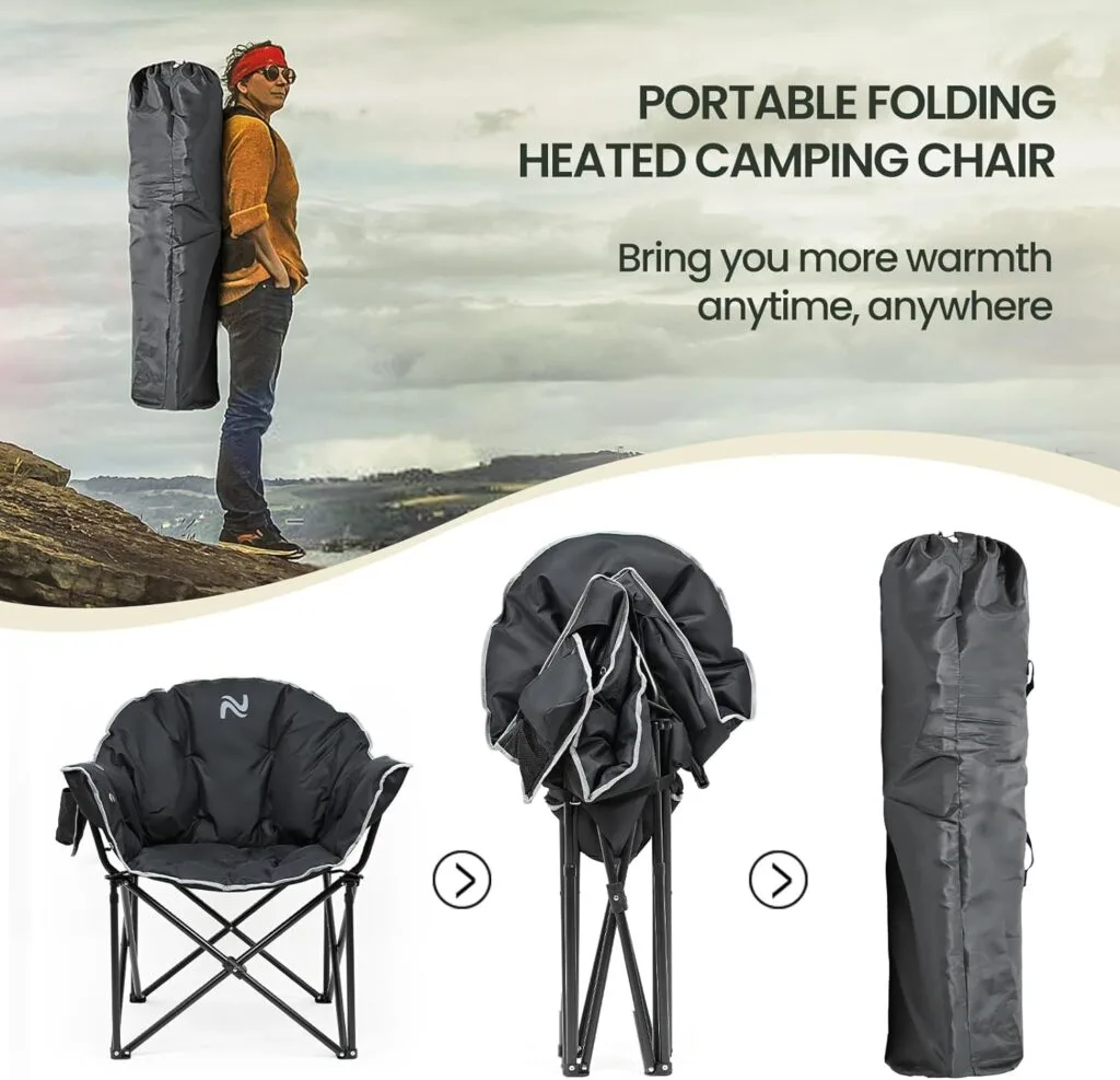 LILYPELLE Oversized Heated Camping Chair, Patio Lounge Chairs with 3 Heat Levels, Portable Folding Heated Chair Round Moon Saucer Folding Lawn Chair Outdoor Chair for Camping, Lounge Patio LILYPELLE Oversized Heated Camping Chair, Patio Lounge Chairs with 3 Heat Levels, Portable Folding Heated Chair Round Moon Saucer Folding Lawn Chair Outdoor Chair for Camping, Lounge Patio