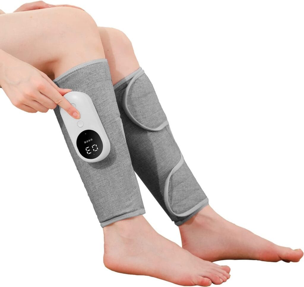LINGTENG Leg Massager for Circulation and Pain Relief, Calf Air Compression Massager with Heat, Leg Massager with 3 Intensities, 3 Modes, Easy to use, Muscle Relaxation, Gifts (Pair)