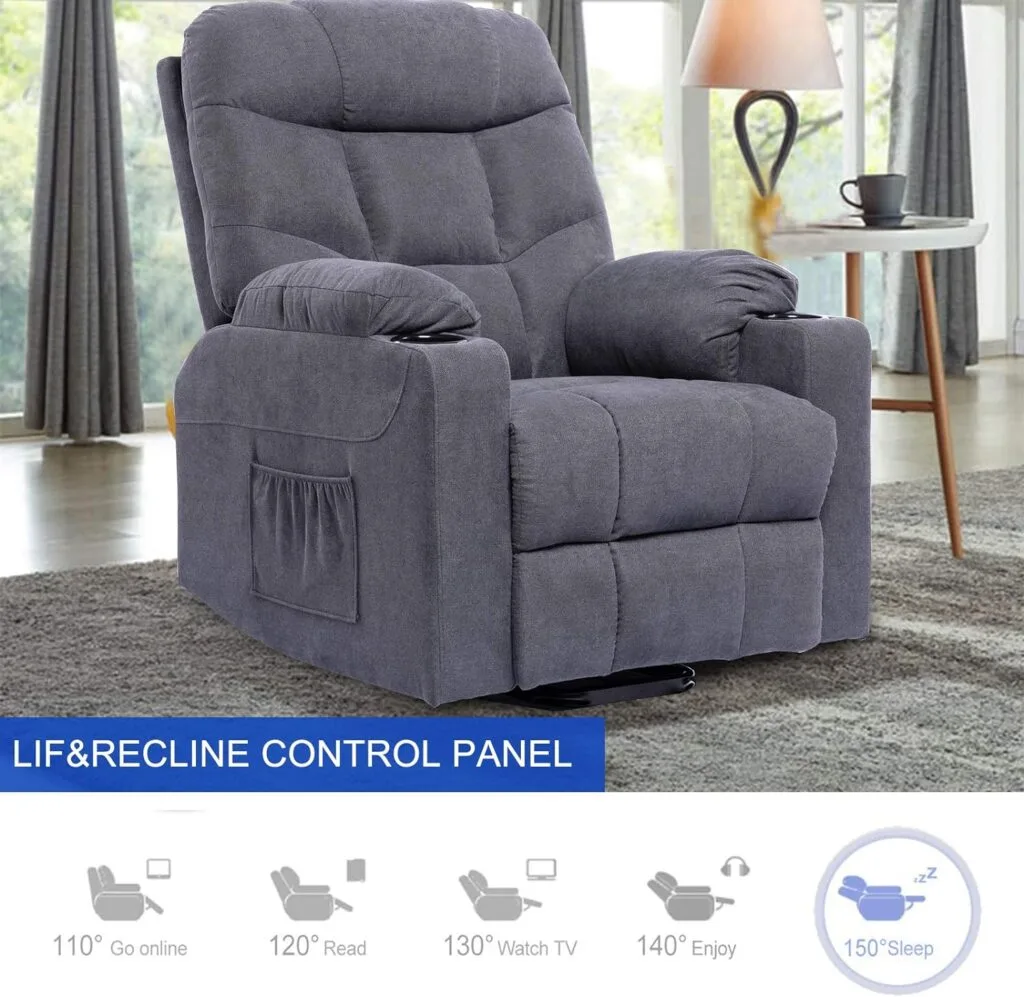 Living Room Power Lift Massage Recliner Chair for Elderly Heated Ergonomic Lounge Fabric Vibratory Massage Chair with Cup Holders/Heating/Remote Control Grey Living Room Power Lift Massage Recliner Chair for Elderly Heated Ergonomic Lounge Fabric Vibratory Massage Chair with Cup Holders/Heating/Remote Control Grey