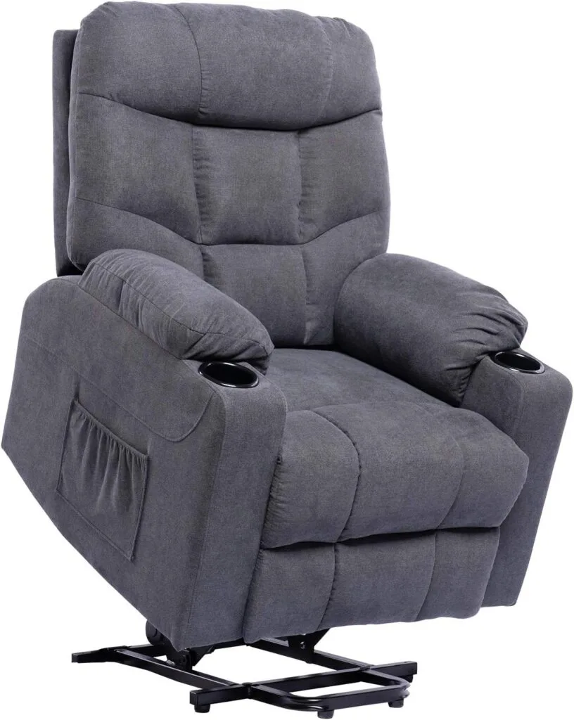 Living Room Power Lift Massage Recliner Chair for Elderly Heated Ergonomic Lounge Fabric Vibratory Massage Chair with Cup Holders/Heating/Remote Control Grey Living Room Power Lift Massage Recliner Chair for Elderly Heated Ergonomic Lounge Fabric Vibratory Massage Chair with Cup Holders/Heating/Remote Control Grey