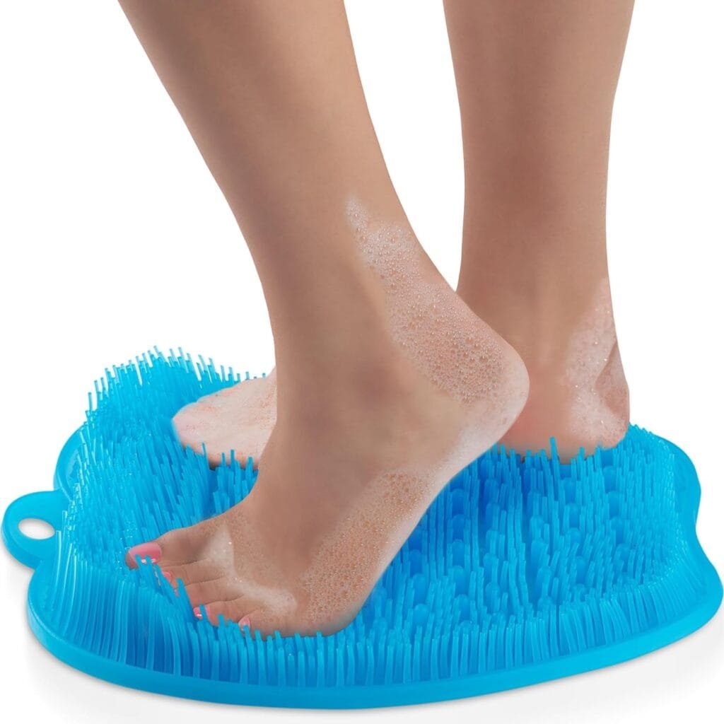 Love, Lori Foot Scrubber for Use in Shower - Foot Cleaner  Shower Foot Massager Foot Care for Men  Women to Soothe Achy Feet - Non Slip Suction (Blue) - Shower Accessories