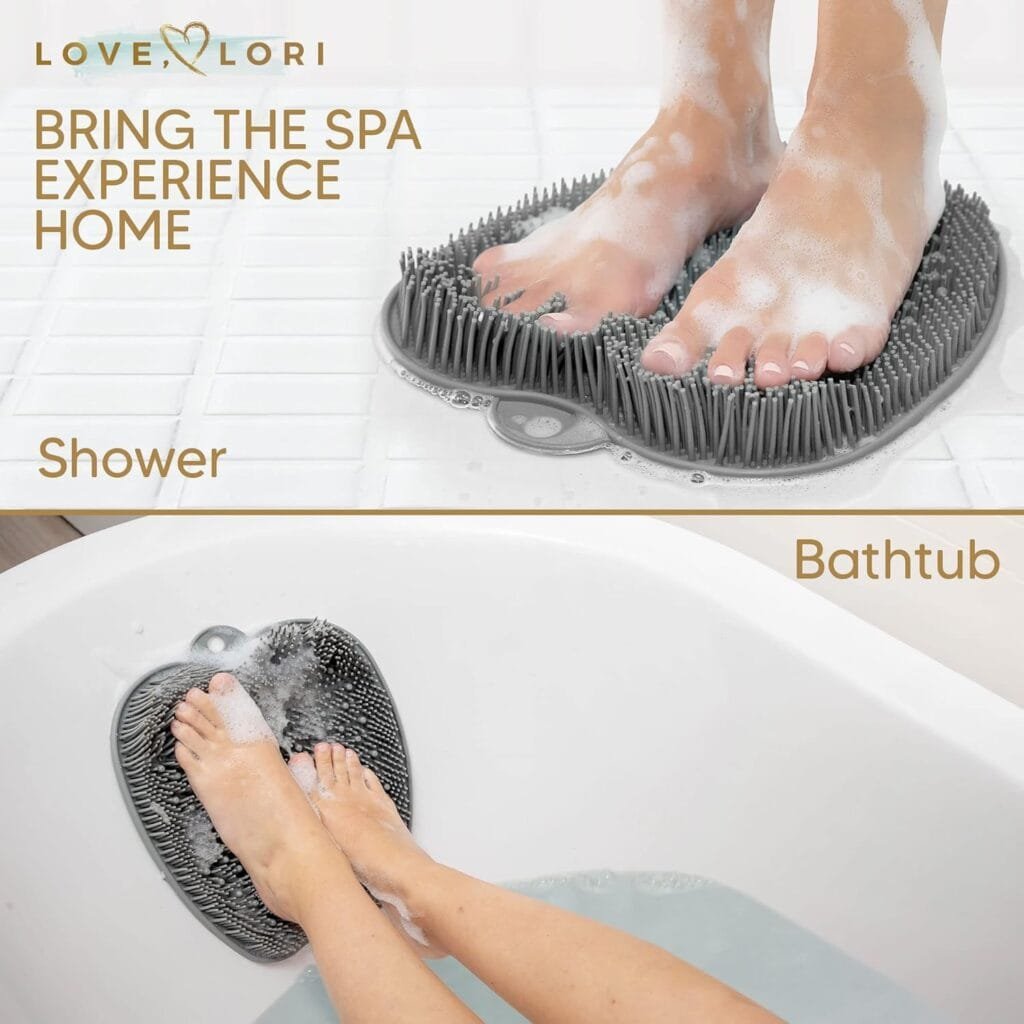 Love, Lori Foot Scrubber for Use in Shower - Foot Cleaner  Shower Foot Massager Foot Care for Men  Women to Soothe Achy Feet - Non Slip Suction (Blue) - Shower Accessories