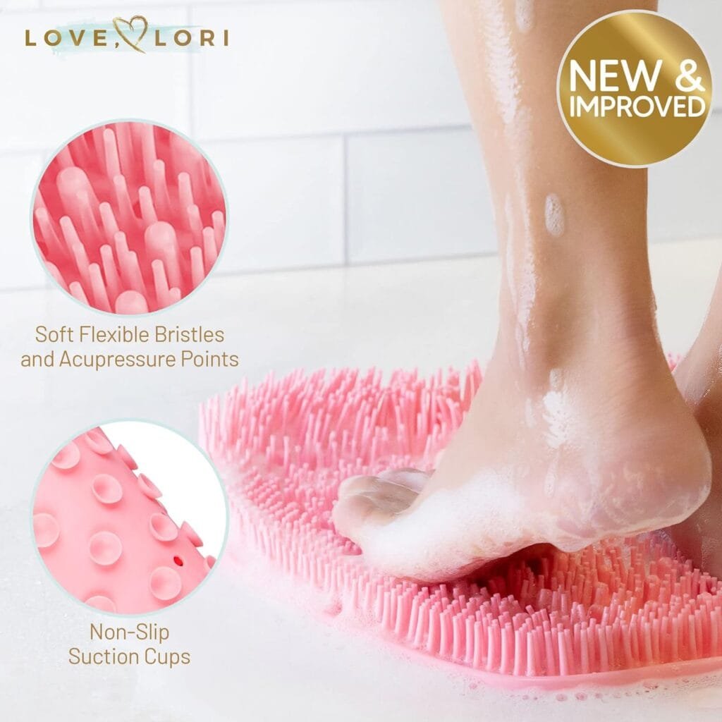 Love, Lori Foot Scrubber for Use in Shower - Foot Cleaner  Shower Foot Massager Foot Care for Men  Women to Soothe Achy Feet - Non Slip Suction (Blue) - Shower Accessories