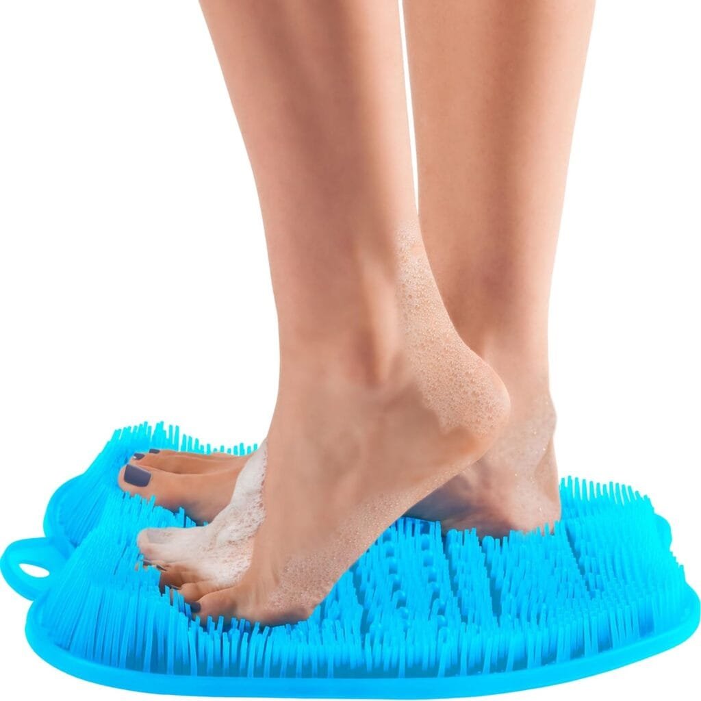 Love, Lori Foot Scrubber for Use in Shower - Foot Cleaner  Shower Foot Massager Foot Care for Men  Women to Soothe Achy Feet - Non Slip Suction (Blue) - Shower Accessories