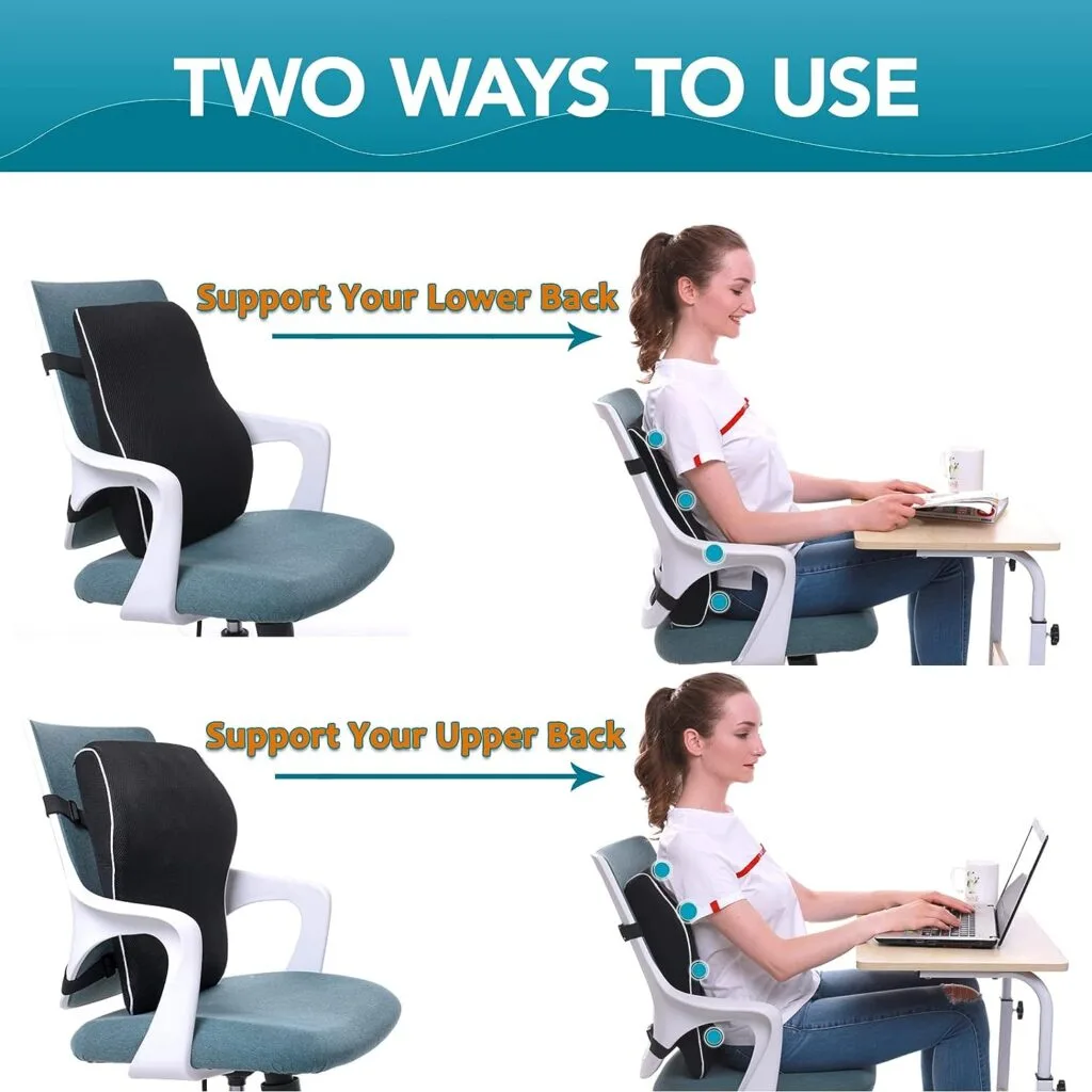 Lumbar Support Pillow for Office Chair Back Support Pillow for Car, Computer, Gaming Chair, Recliner Memory Foam Back Cushion for Pain Relief Improve Posture, Mesh Cover Double Adjustable Straps Lumbar Support Pillow for Office Chair Back Support Pillow for Car, Computer, Gaming Chair, Recliner Memory Foam Back Cushion for Pain Relief Improve Posture, Mesh Cover Double Adjustable Straps