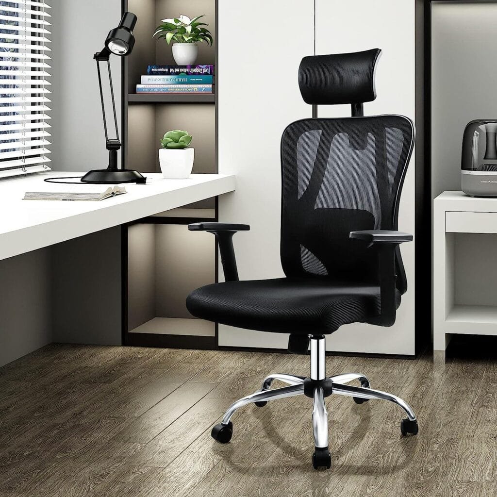 LYJFBD Ergonomic Office Chair Desk Chair with Adjustable Headrest and Armrest Computer Mesh Office Chair with Lumbar Support Executive Swivel Chair for Home Office Study Game