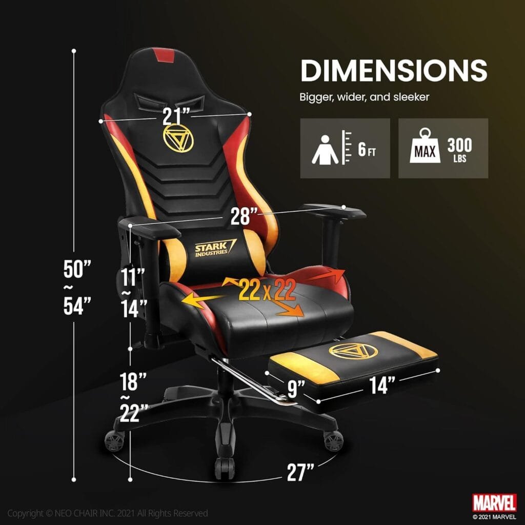 Marvel Avengers Gaming Chair Desk Office Computer Racing Chairs-Adults Gamer Ergonomic Game Footrest Reclining High Back Support Racer Leather Foot Rest