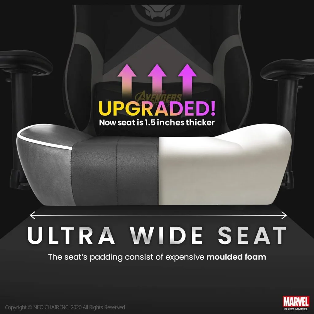 Marvel Avengers Gaming Chair Desk Office Computer Racing Chairs - Adults Gamer Ergonomic Game Reclining High Back Support Racer Leather (Black Panther, White (M))