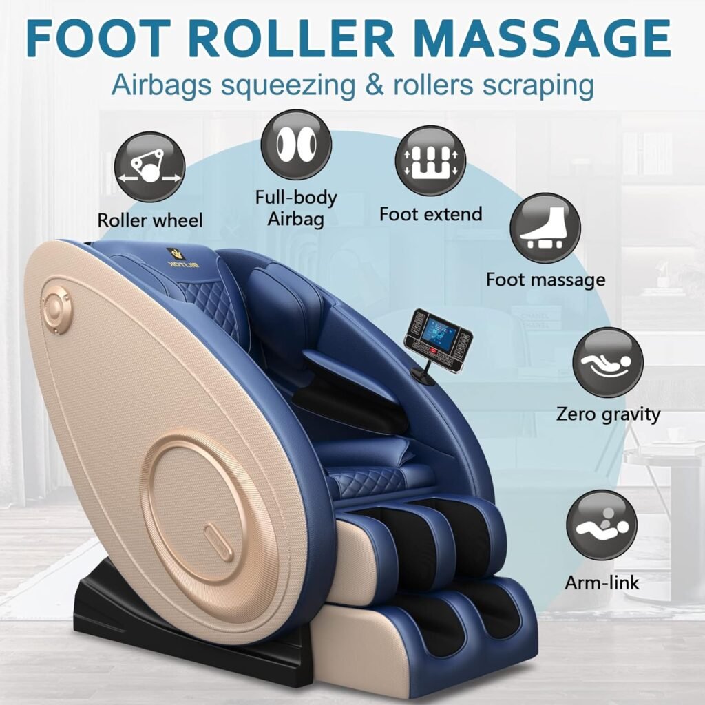 Massage Chair Blue-Tooth Connection and Speaker, Recliner with Zero Gravity with Full Body Air Pressure, Easy to Use at Home and in The Office