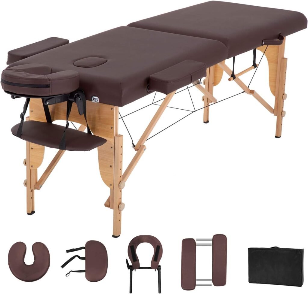 Massage Table Lash Bed Massage Bed Heigh Adjustable 2 Folding 73 Inch Portable W/Carry Case Table Face Cradle Bed Salon Bed