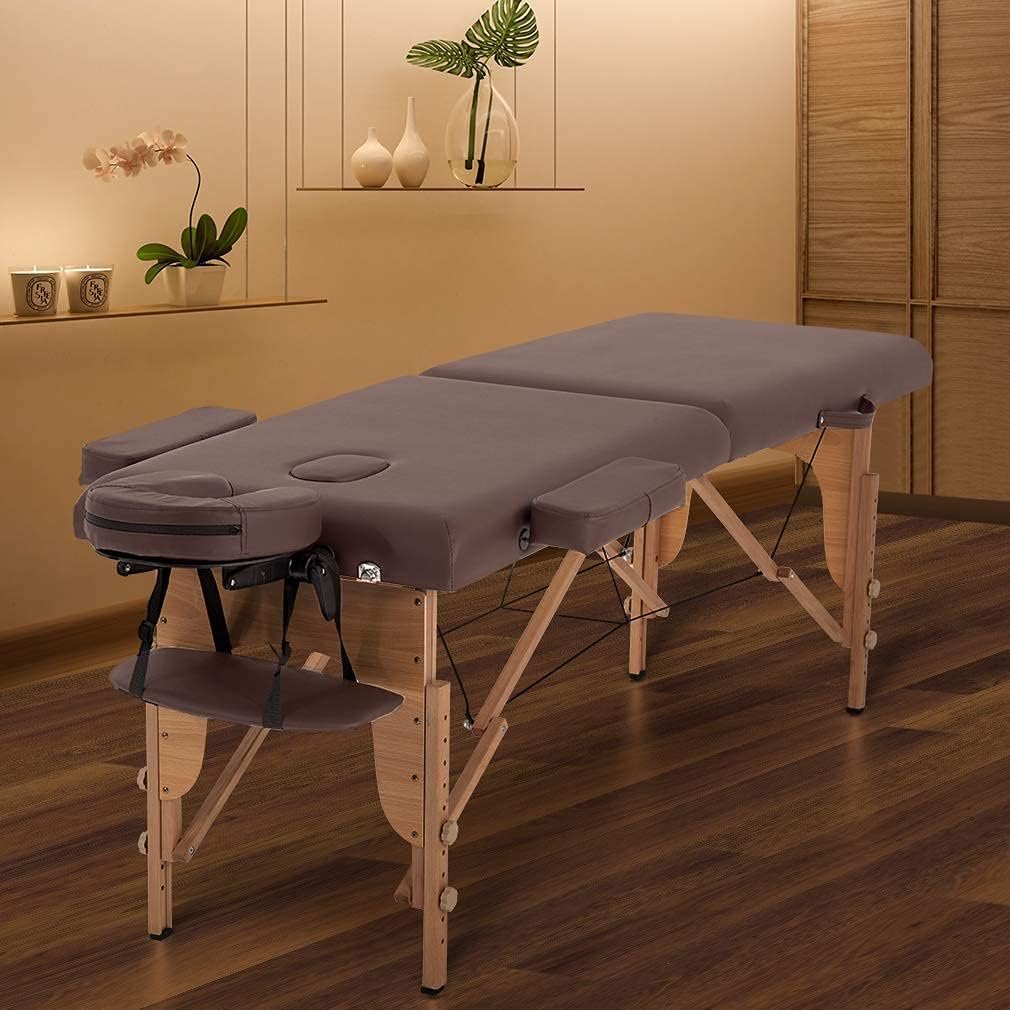 Massage Table Lash Bed Massage Bed Heigh Adjustable 2 Folding 73 Inch Portable W/Carry Case Table Face Cradle Bed Salon Bed