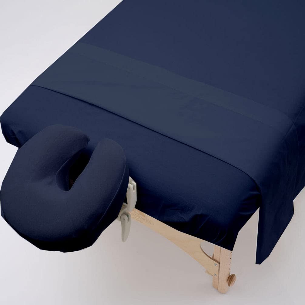 Massage Table Sheet Set-Microfiber 3-Piece Massage Sheet Set-Ultra-Light, Premium Facial Bed Cover,Wrinkle free, Includes Flat Sheet, Fitted Sheet with Face Cradle Cover (Navy)