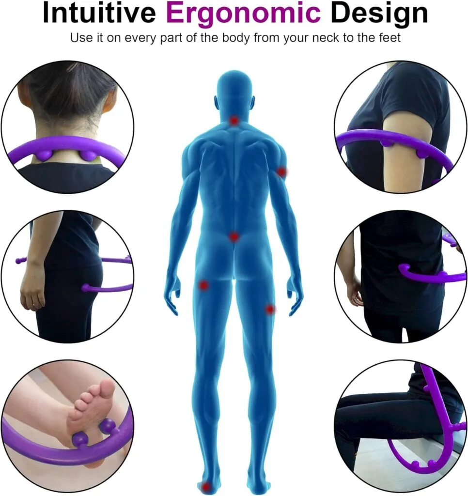 Massage Trigger Point Cane, Muscle Release Tool Self Massage Hook Cane, Handheld Back, Neck, Shoulder, Leg and Feet Massager Rod, Body Deep Tissue for Men  Women, Purple
