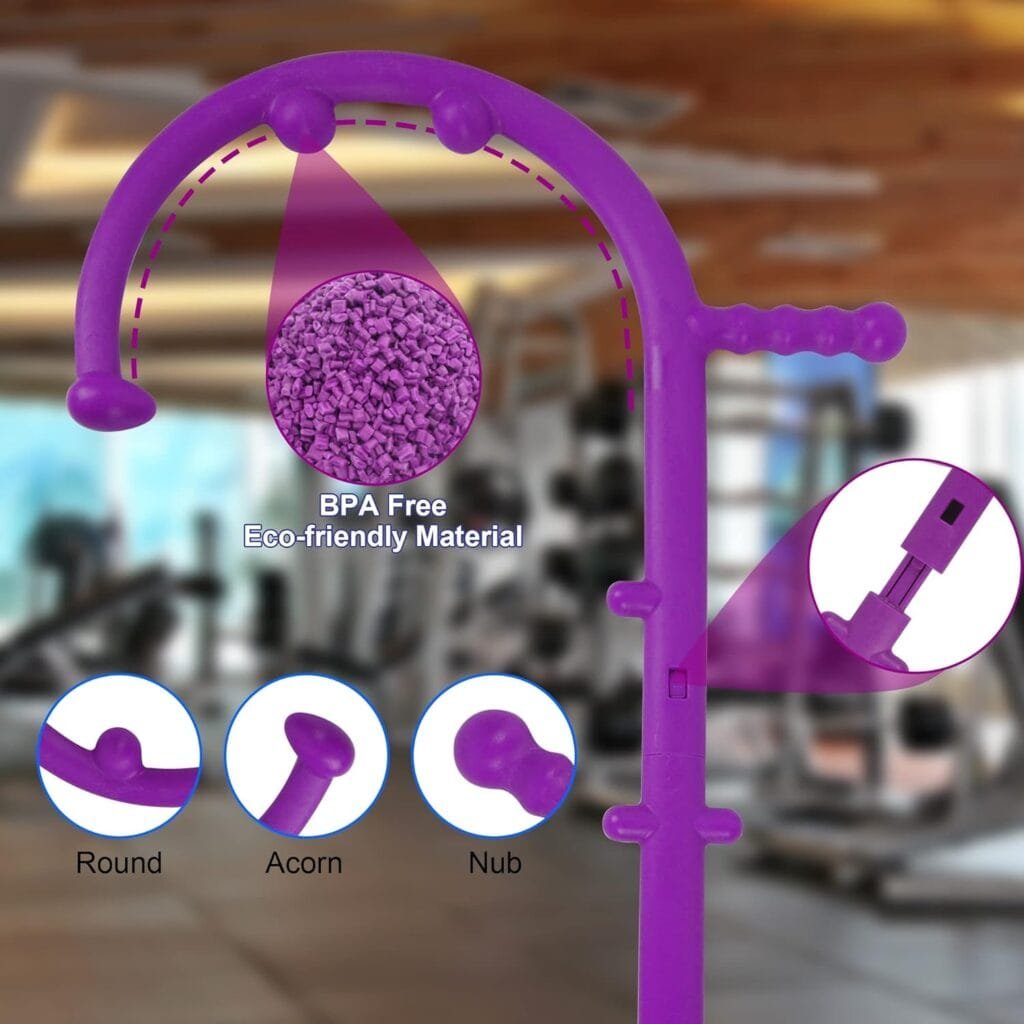 Massage Trigger Point Cane, Muscle Release Tool Self Massage Hook Cane, Handheld Back, Neck, Shoulder, Leg and Feet Massager Rod, Body Deep Tissue for Men  Women, Purple