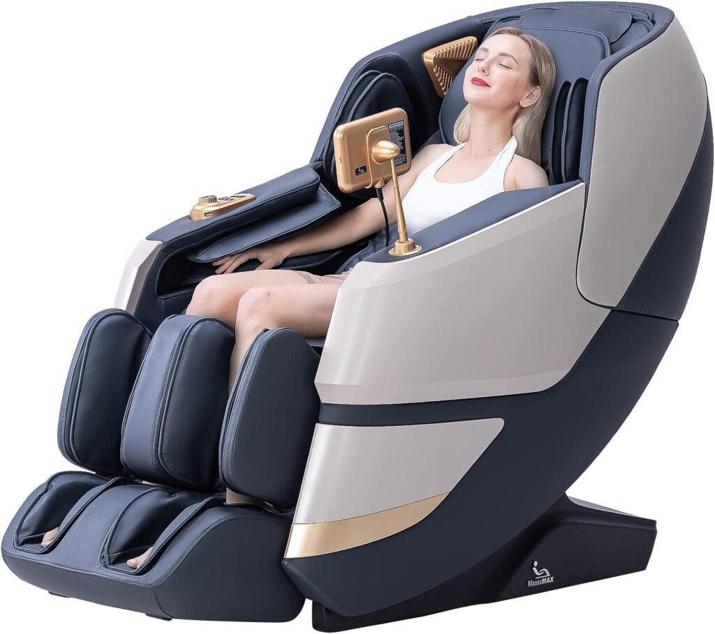 MassaMAX 4D Massage Chair, Full Body Recliner with Zero Gravity, Electric Extendable Footrest, Deep Yoga Stretch, Foot Rollers, and Heat (Magic Black)